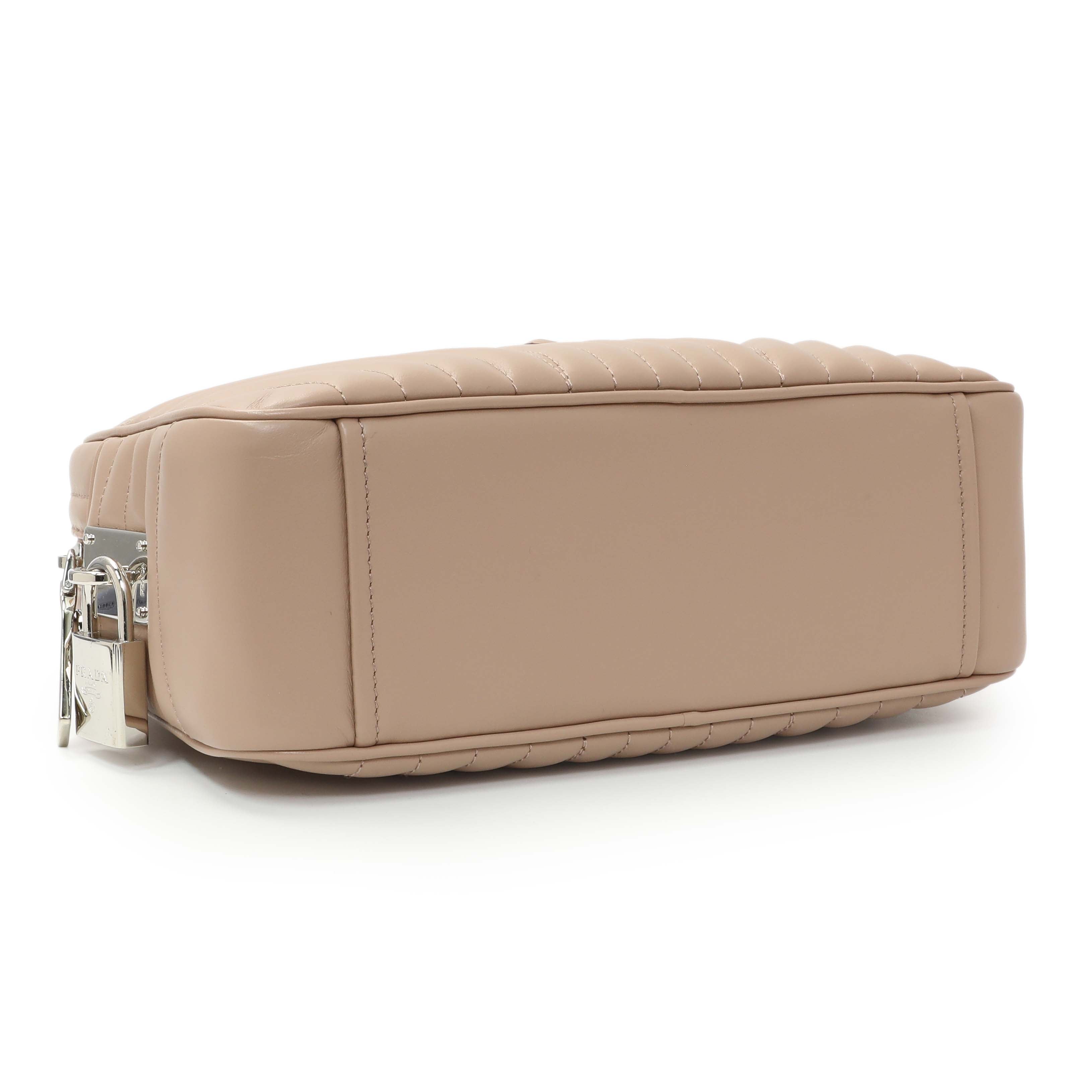 Prada Cipria Soft Calfskin Impunture Diagramme Top Handle Crossbody Bag