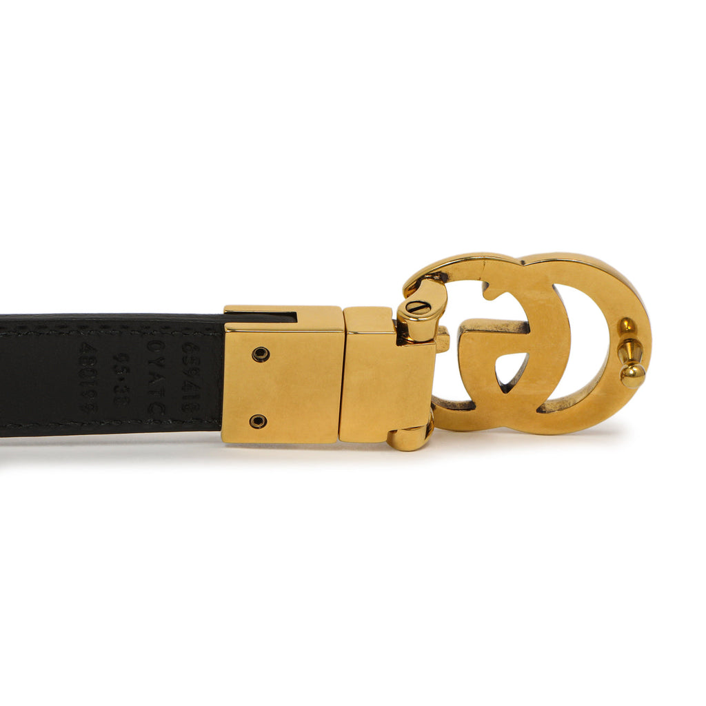 Gucci Porcelain Rose/Black Calfskin Double G Reversible 20mm Belt