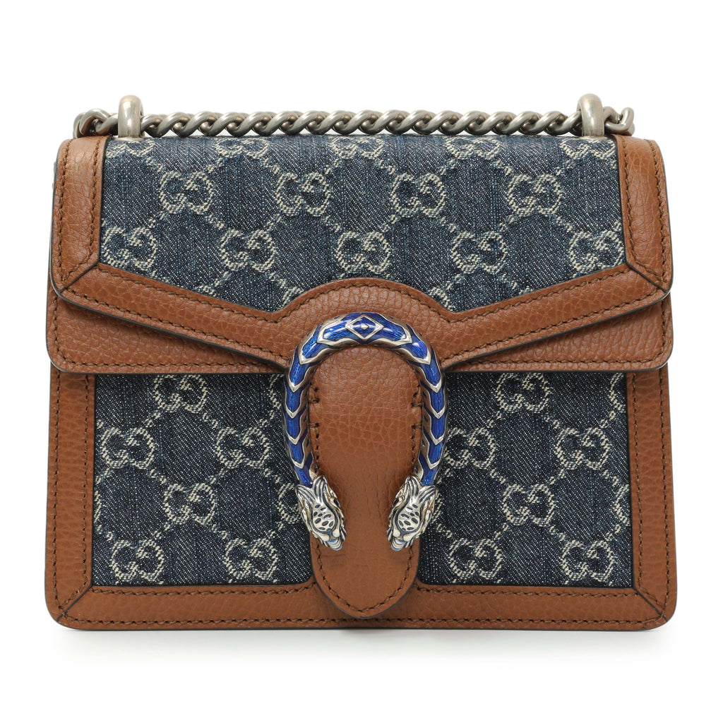 Gucci New Denim GG Monogram Enamel Mini Dionysus Shoulder Bag