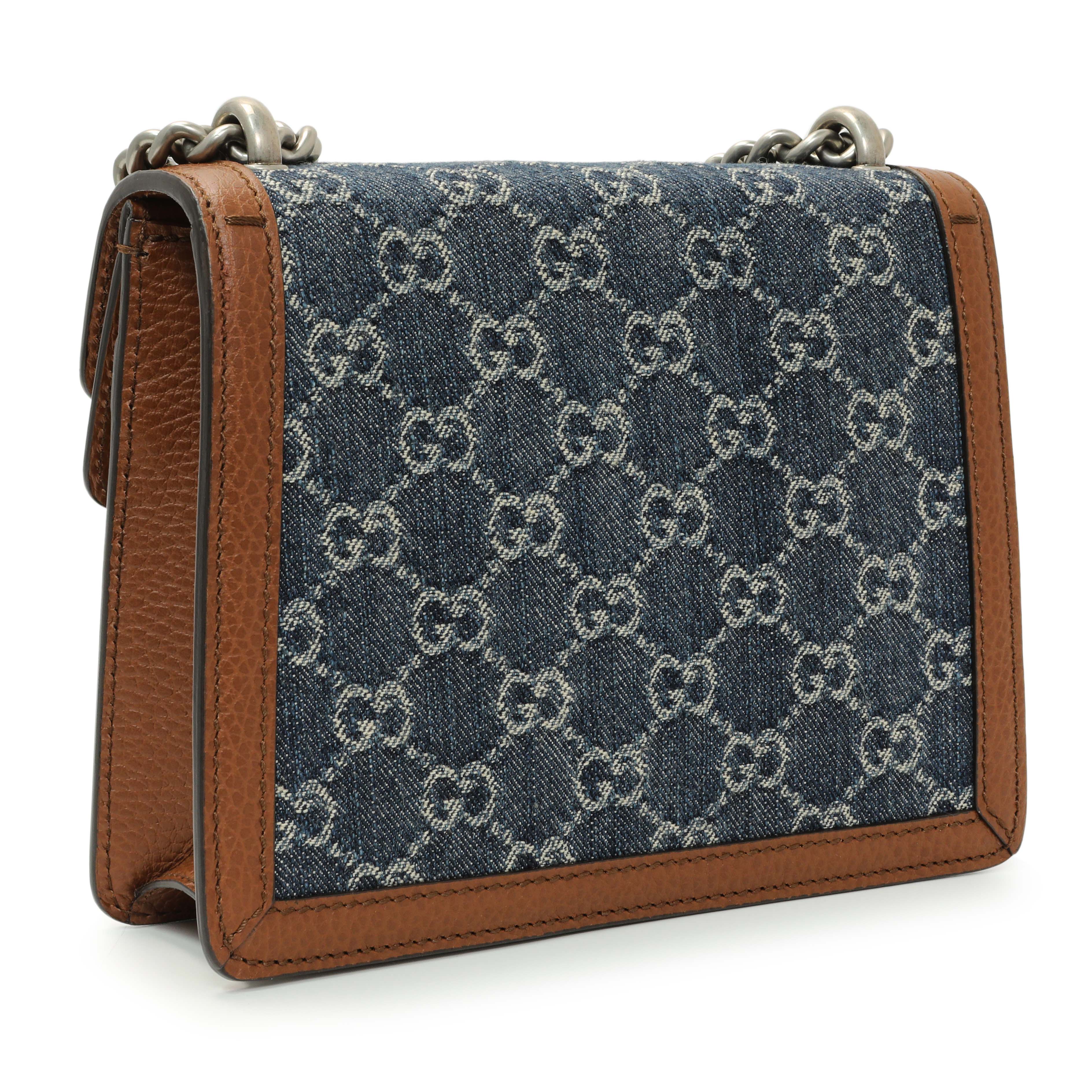 Gucci New Denim GG Monogram Enamel Mini Dionysus Shoulder Bag