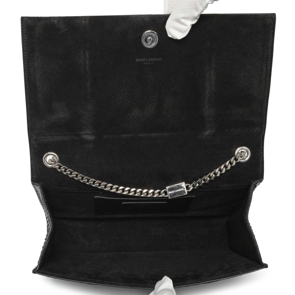Saint Laurent Black Snakeskin Monogram Kate Tassel Satchel
