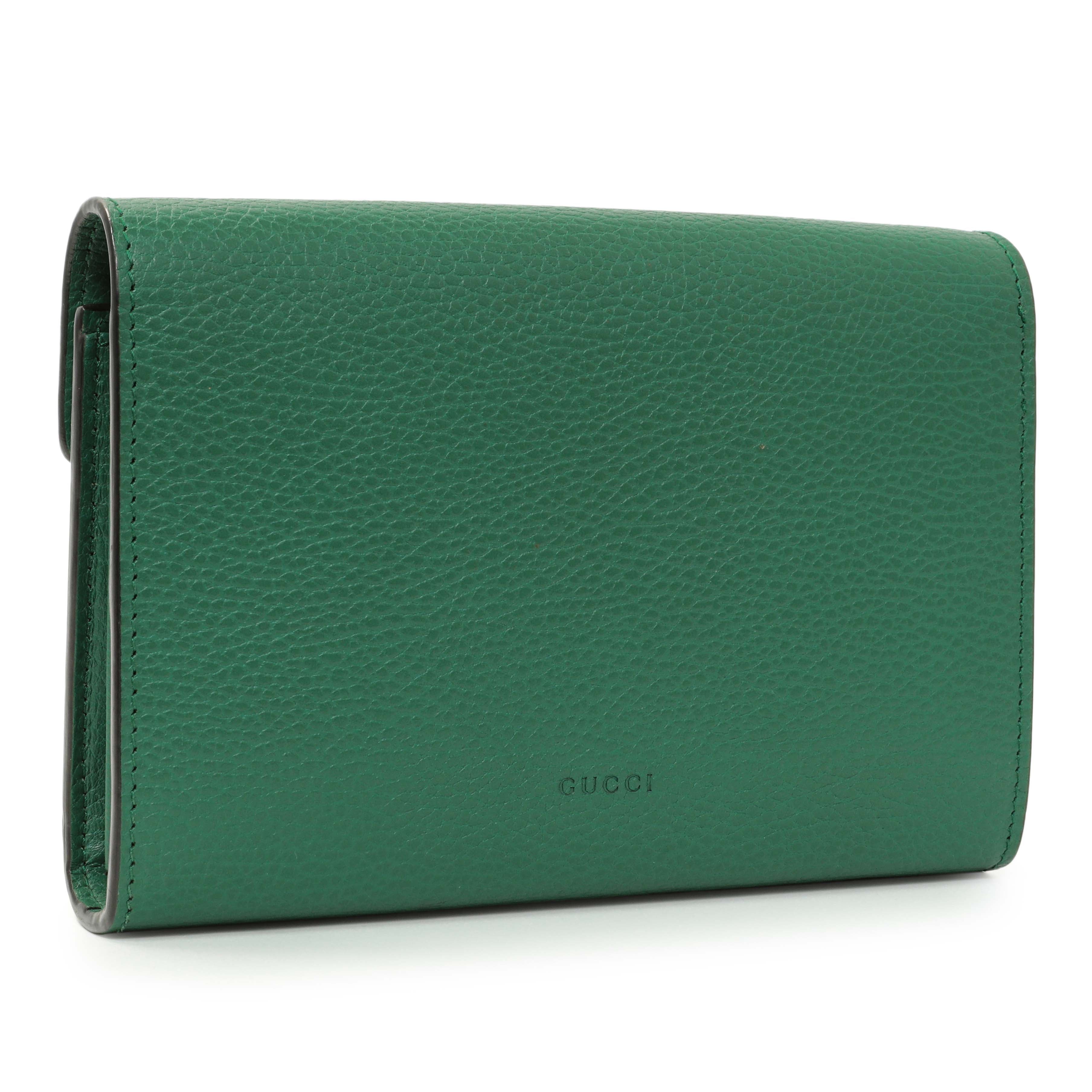 Gucci Emerald Calfskin Mini Dionysus Chain Wallet