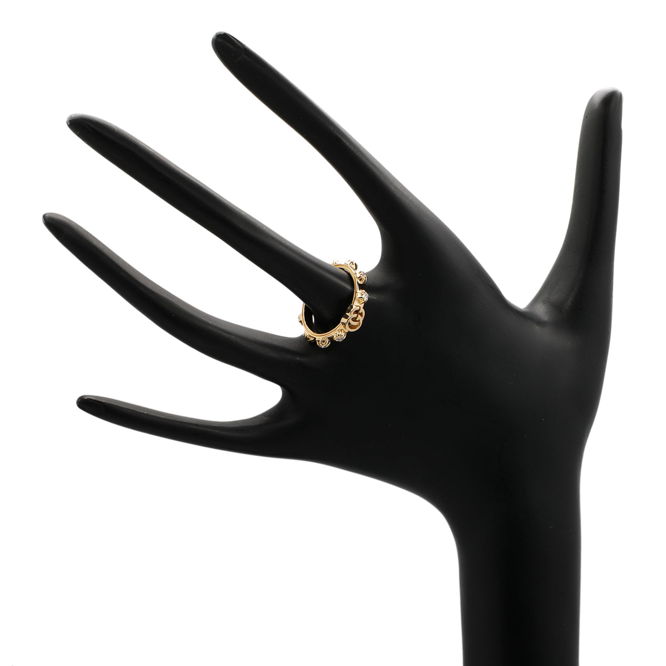 Gucci 18K Yellow Gold Diamond Running GG Ring