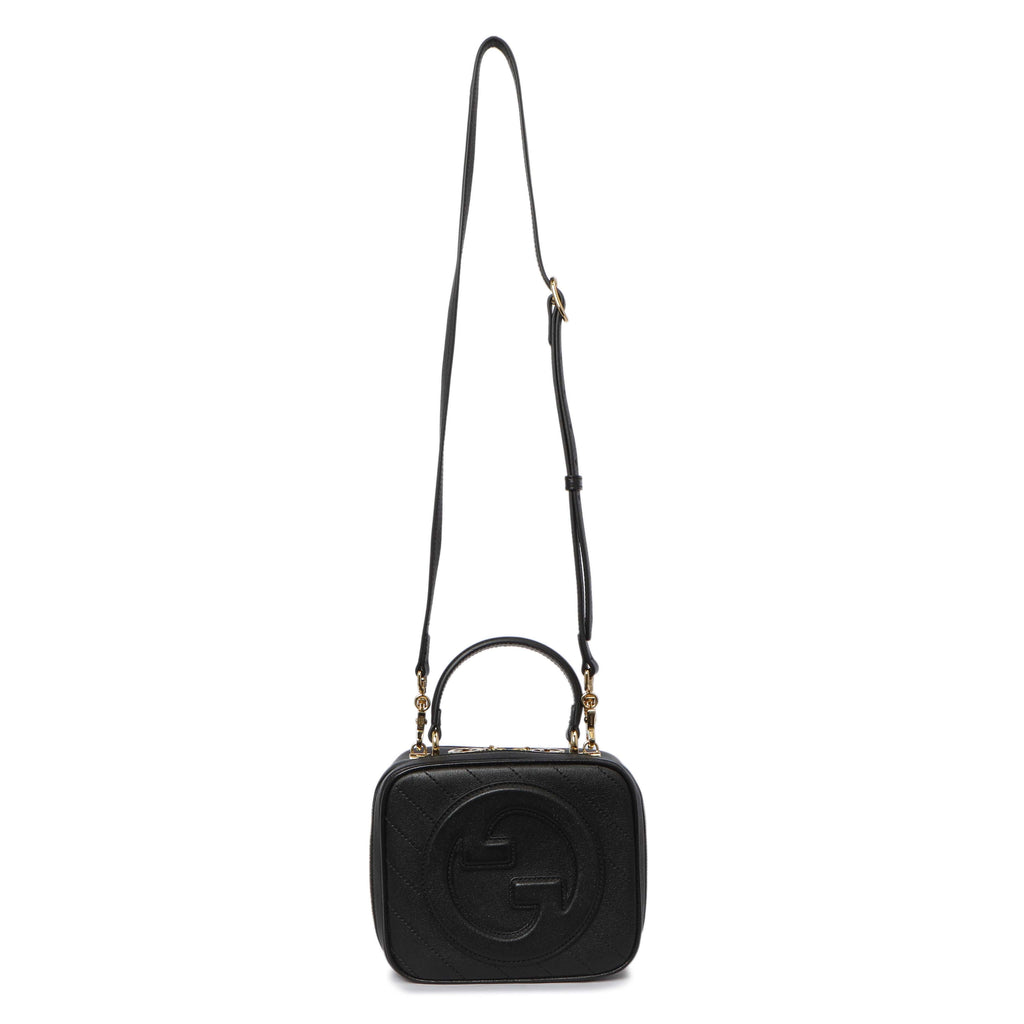 Gucci Black Calfskin Diagonal Stitched Blondie Top Handle