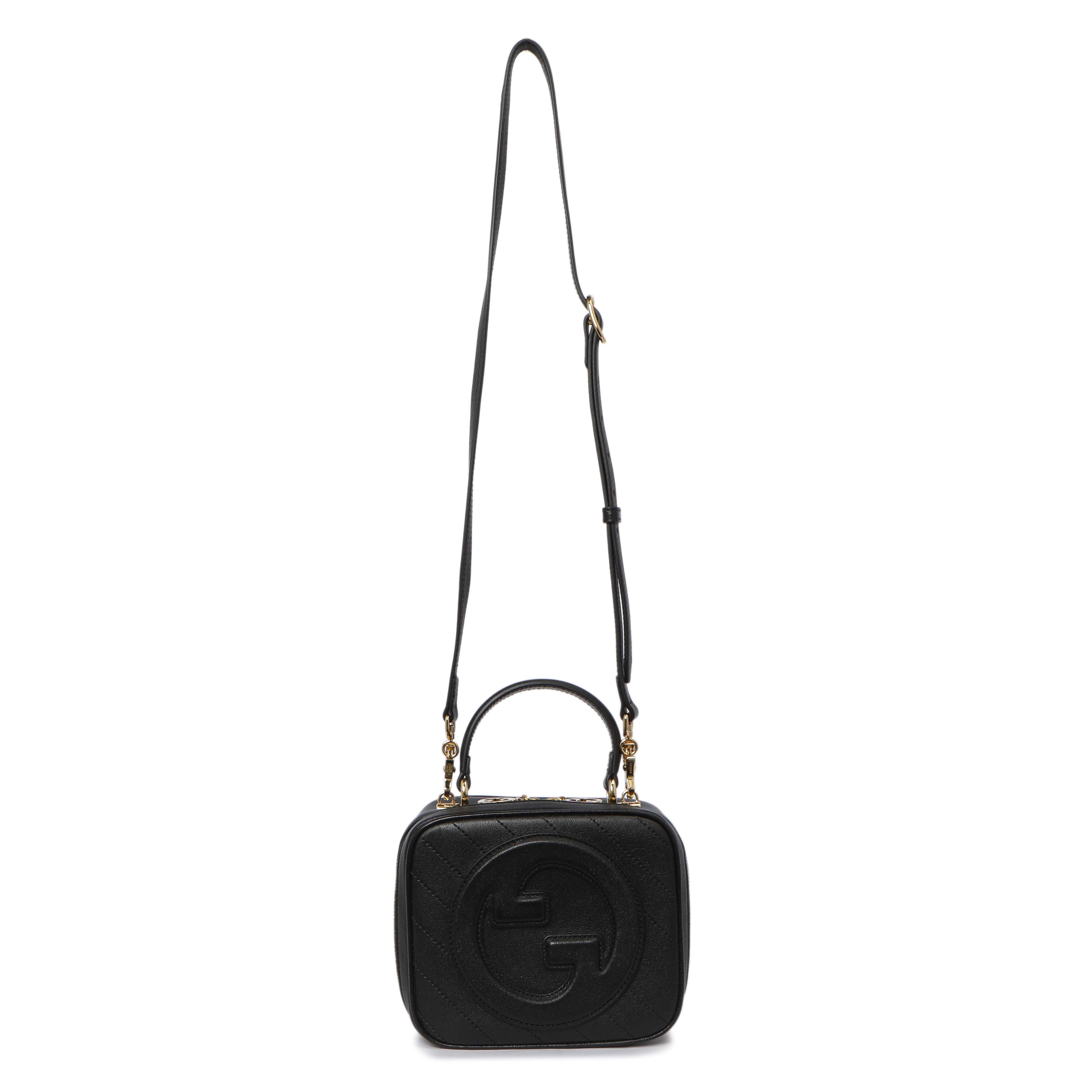 Gucci Black Calfskin Diagonal Stitched Blondie Top Handle