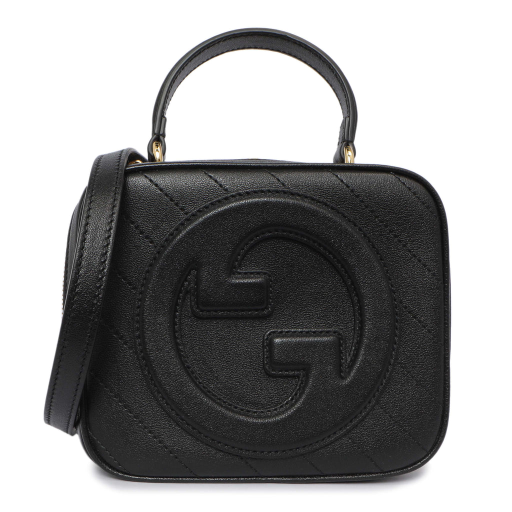 Gucci Black Calfskin Diagonal Stitched Blondie Top Handle