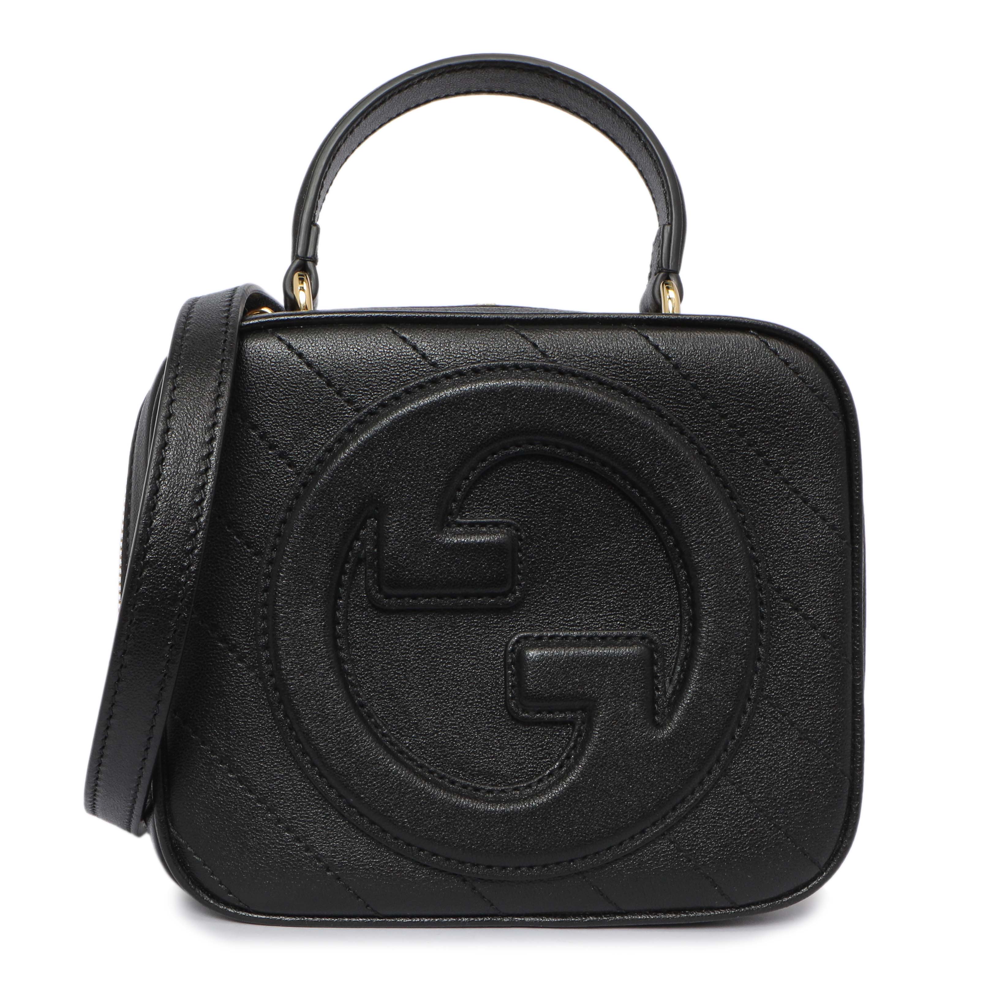 Gucci Black Calfskin Diagonal Stitched Blondie Top Handle