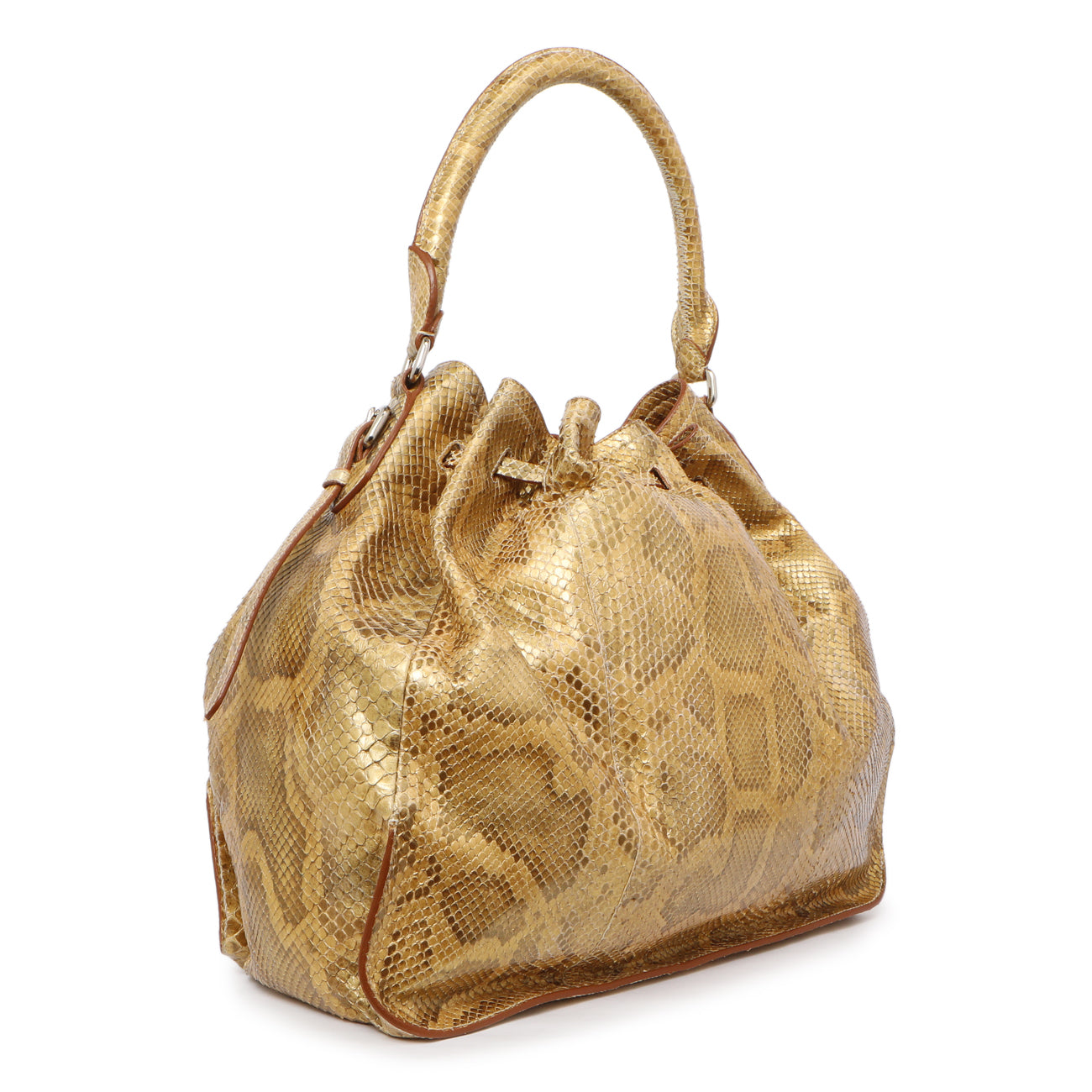 Prada Pitone Oro Python Cinch Shoulder Bag