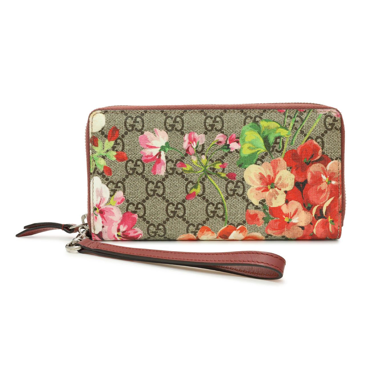 Gucci GG Supreme Monogram Blooms Wristlet Wallet
