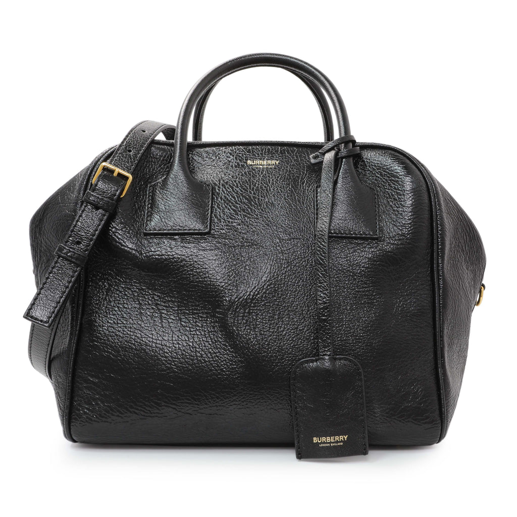 Burberry Black Patent Cube Bowling Bag