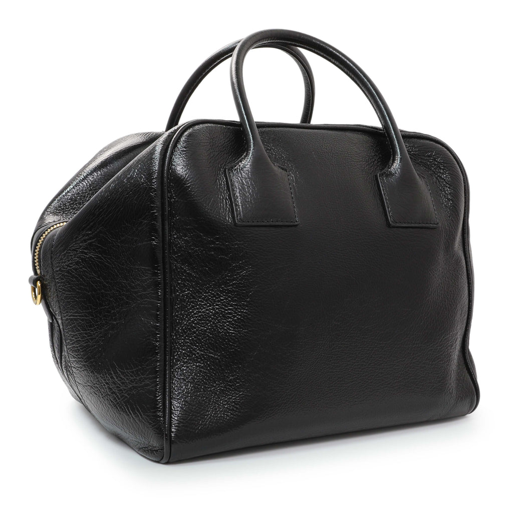 Burberry Black Patent Cube Bowling Bag