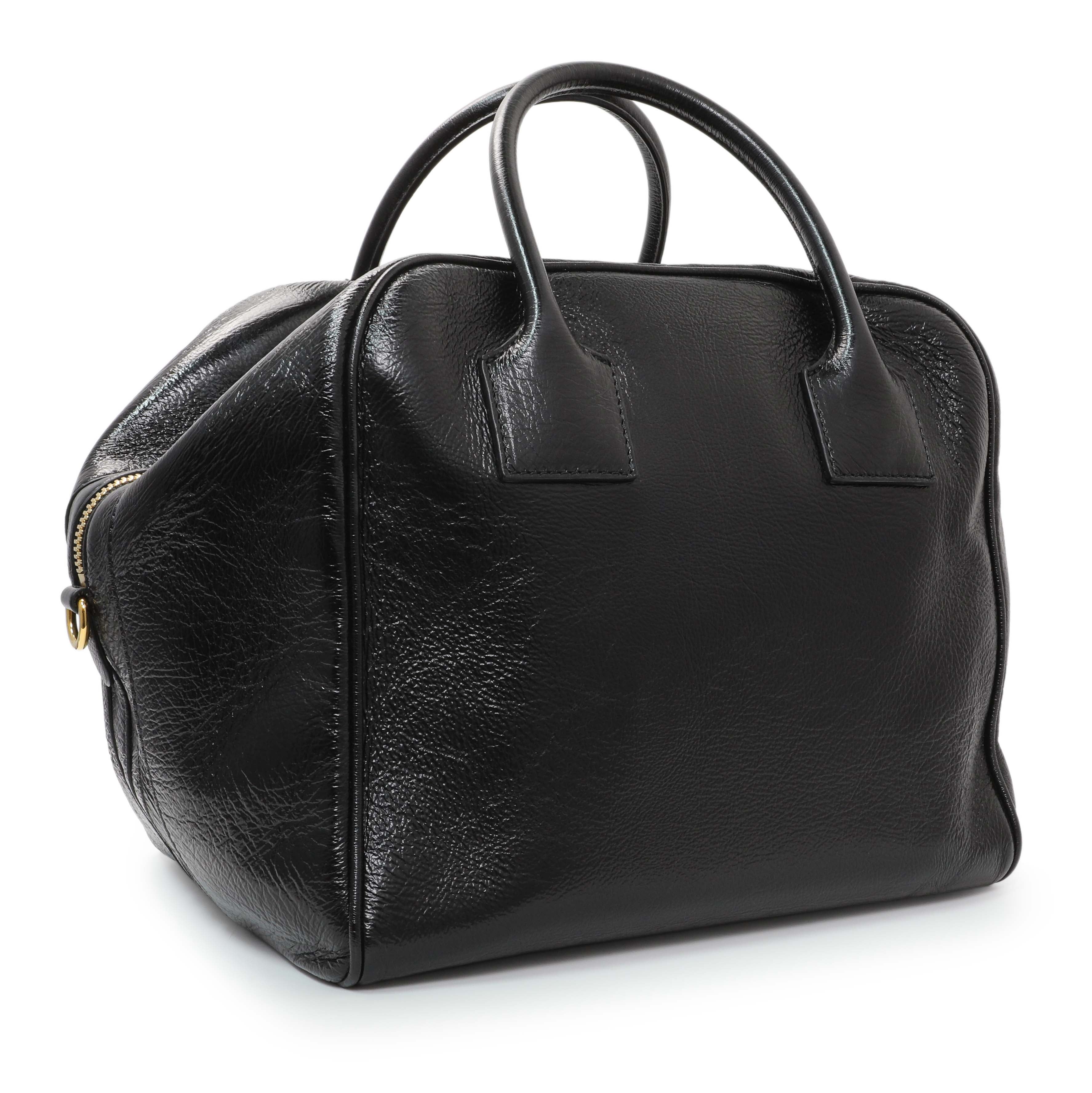 Burberry Black Patent Cube Bowling Bag
