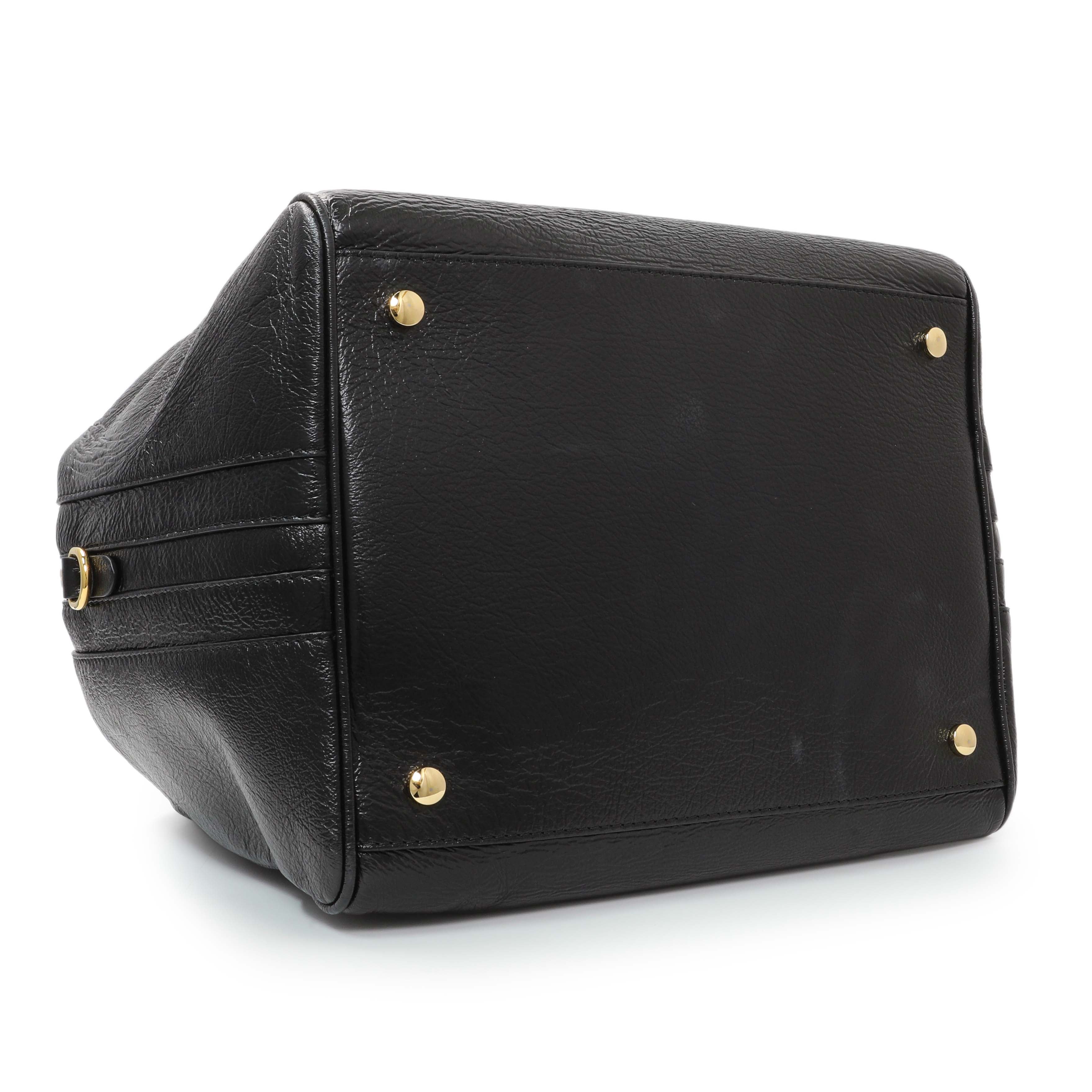 Burberry Black Patent Cube Bowling Bag