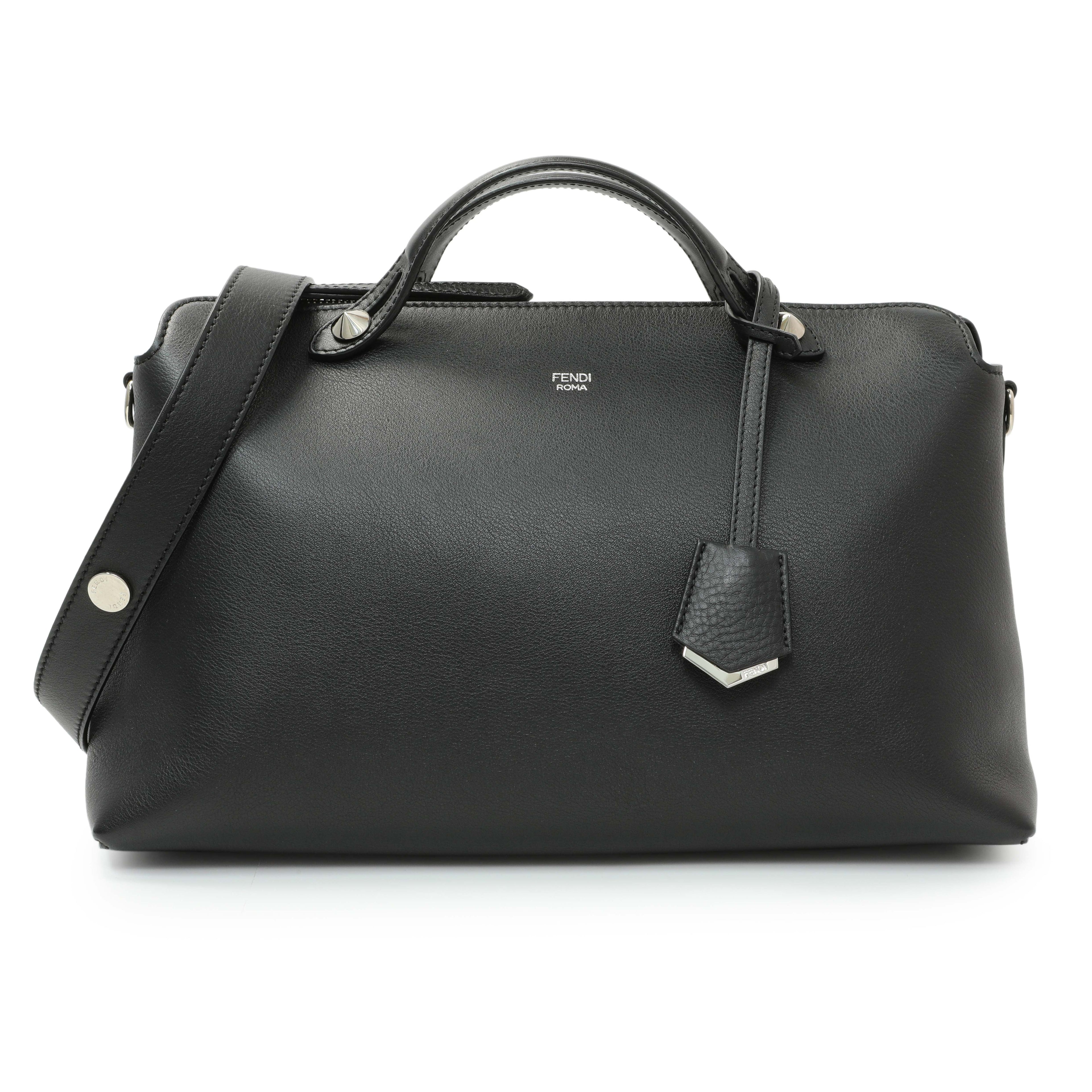 Fendi Black Vitello Dolce By The Way Boston Bag