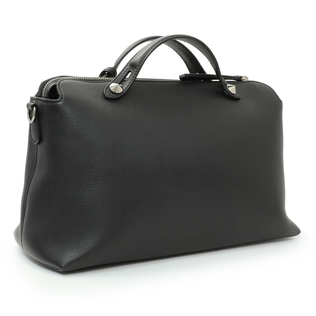 Fendi Black Vitello Dolce By The Way Boston Bag