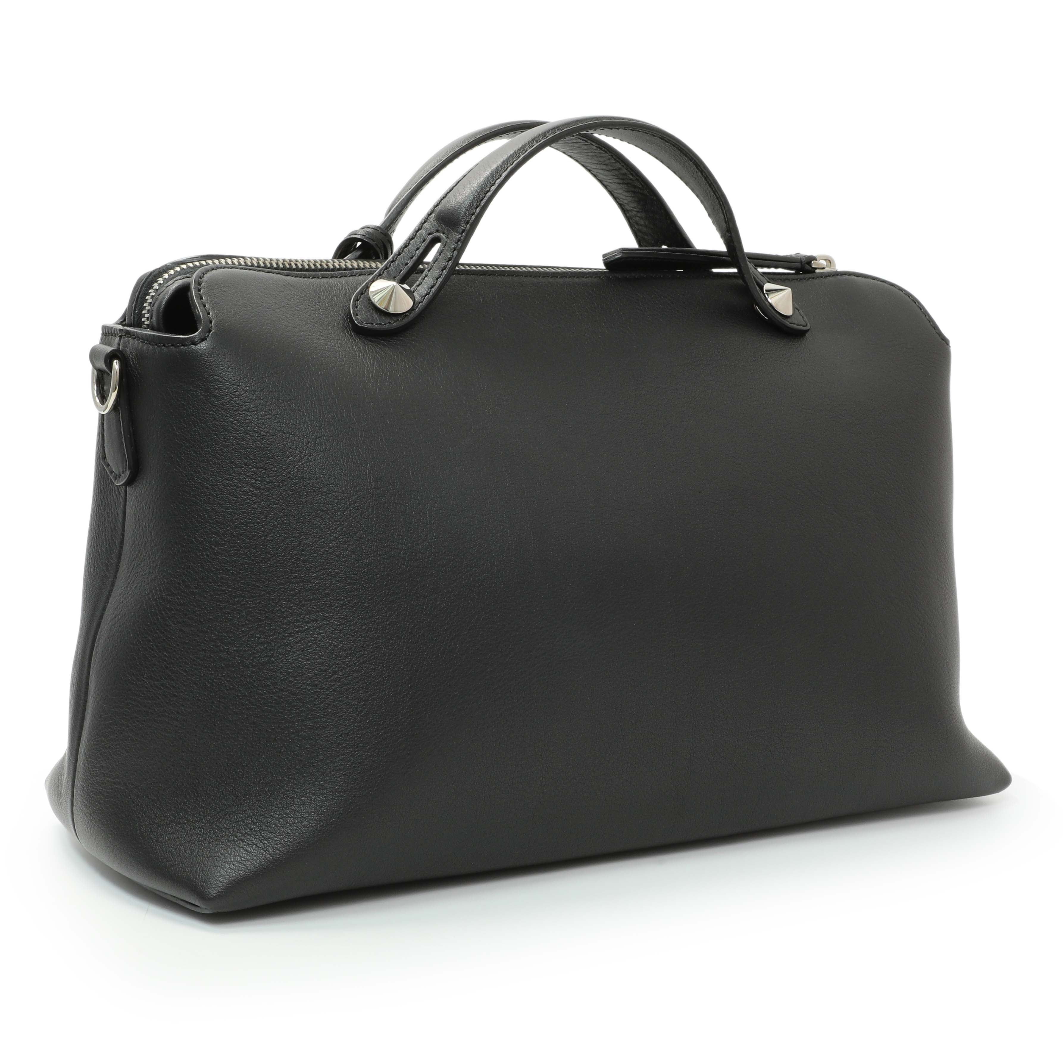 Fendi Black Vitello Dolce By The Way Boston Bag