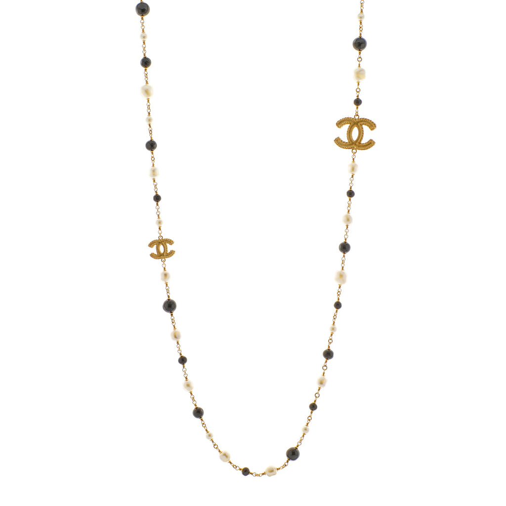 Chanel Pearl Beaded CC Long Necklace