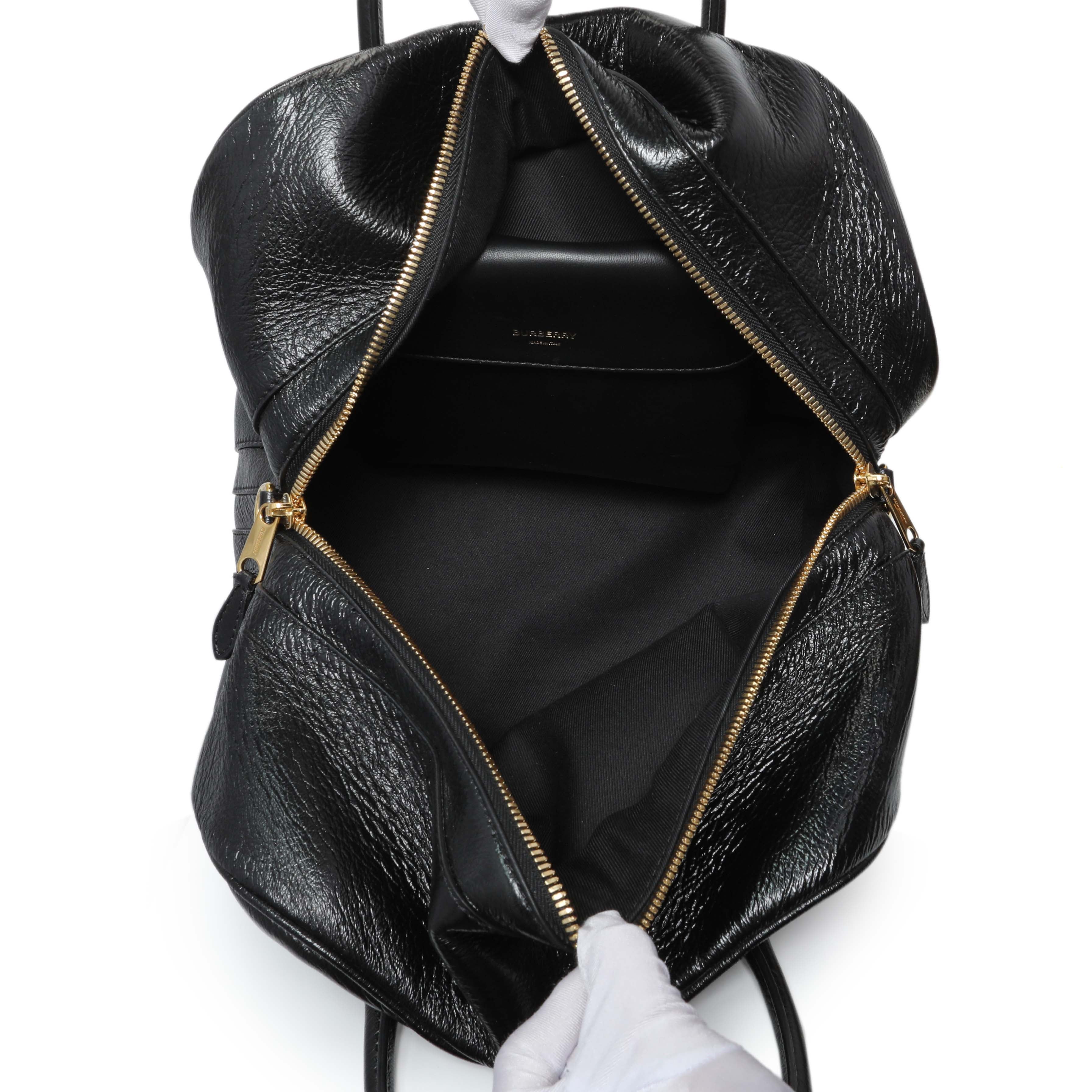 Burberry Black Patent Cube Bowling Bag
