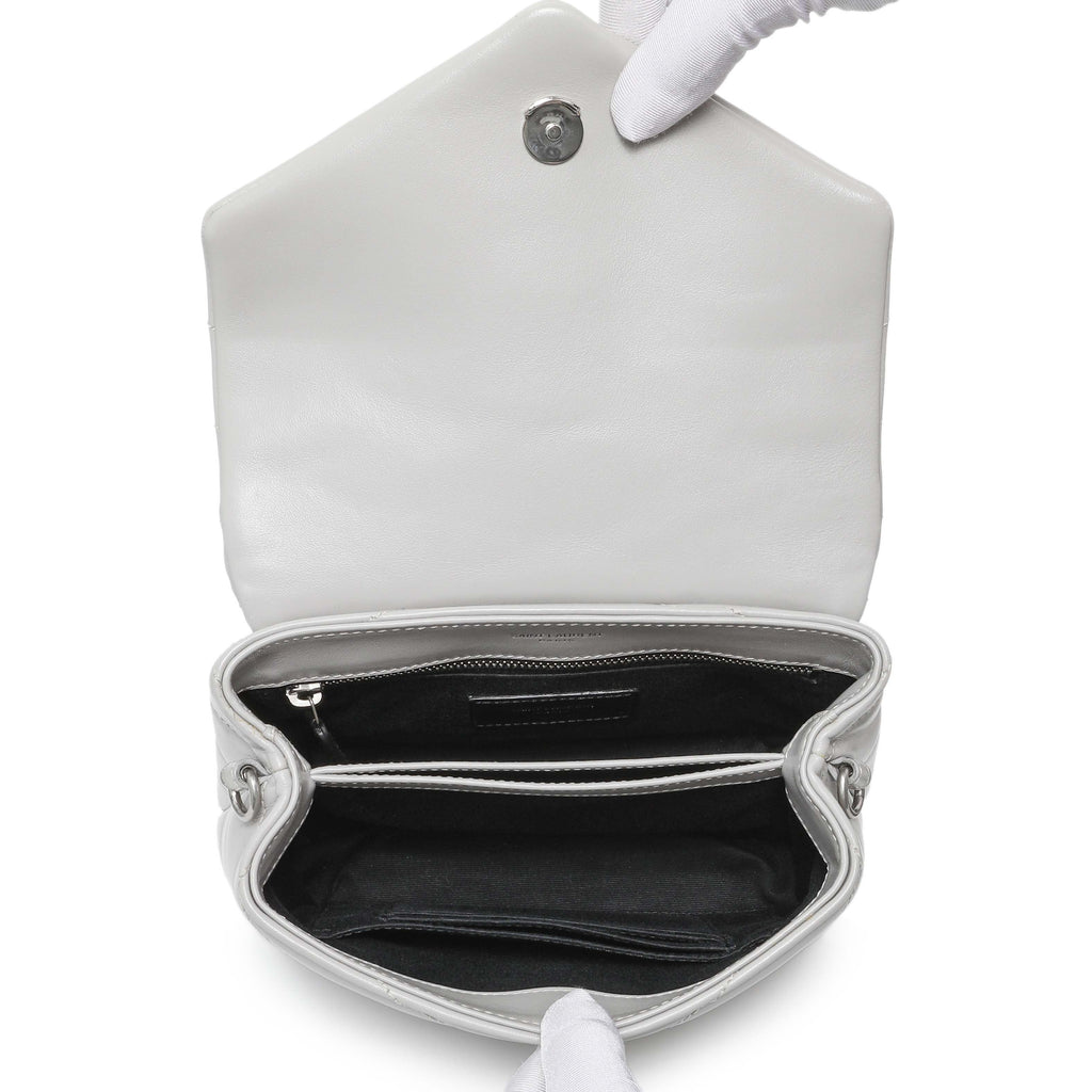 Saint Laurent Grey Calfskin Monogram Toy Loulou Crossbody