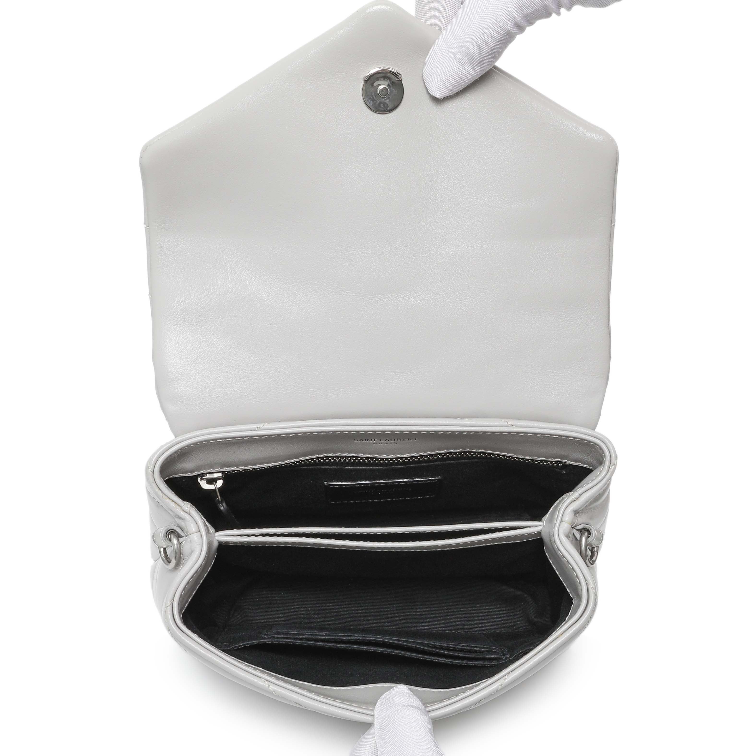 Saint Laurent Grey Calfskin Monogram Toy Loulou Crossbody