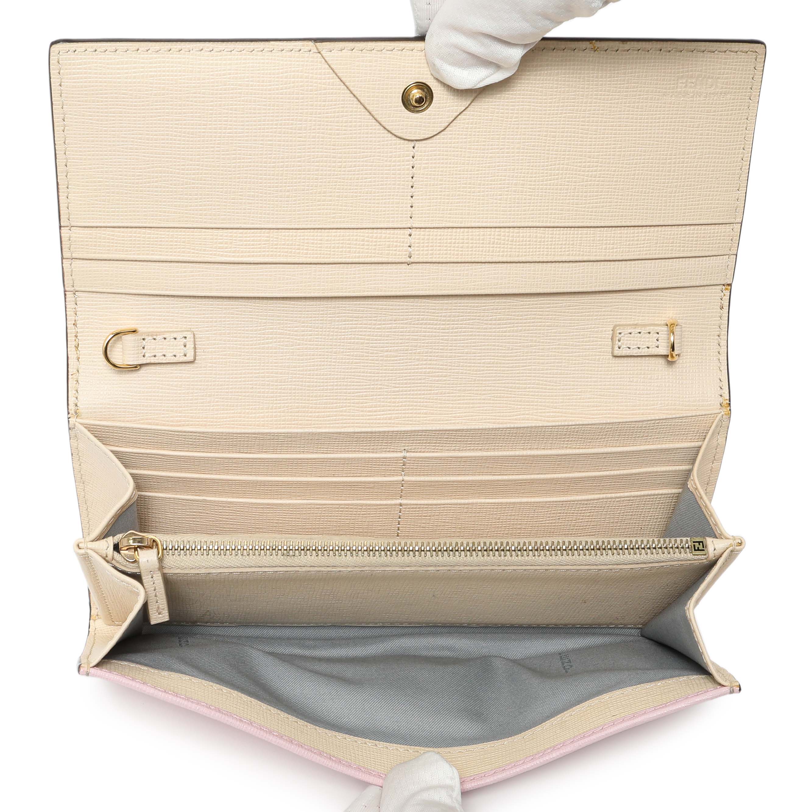 Fendi Vitello Elite Monster Eyes Studded Wallet on Chain