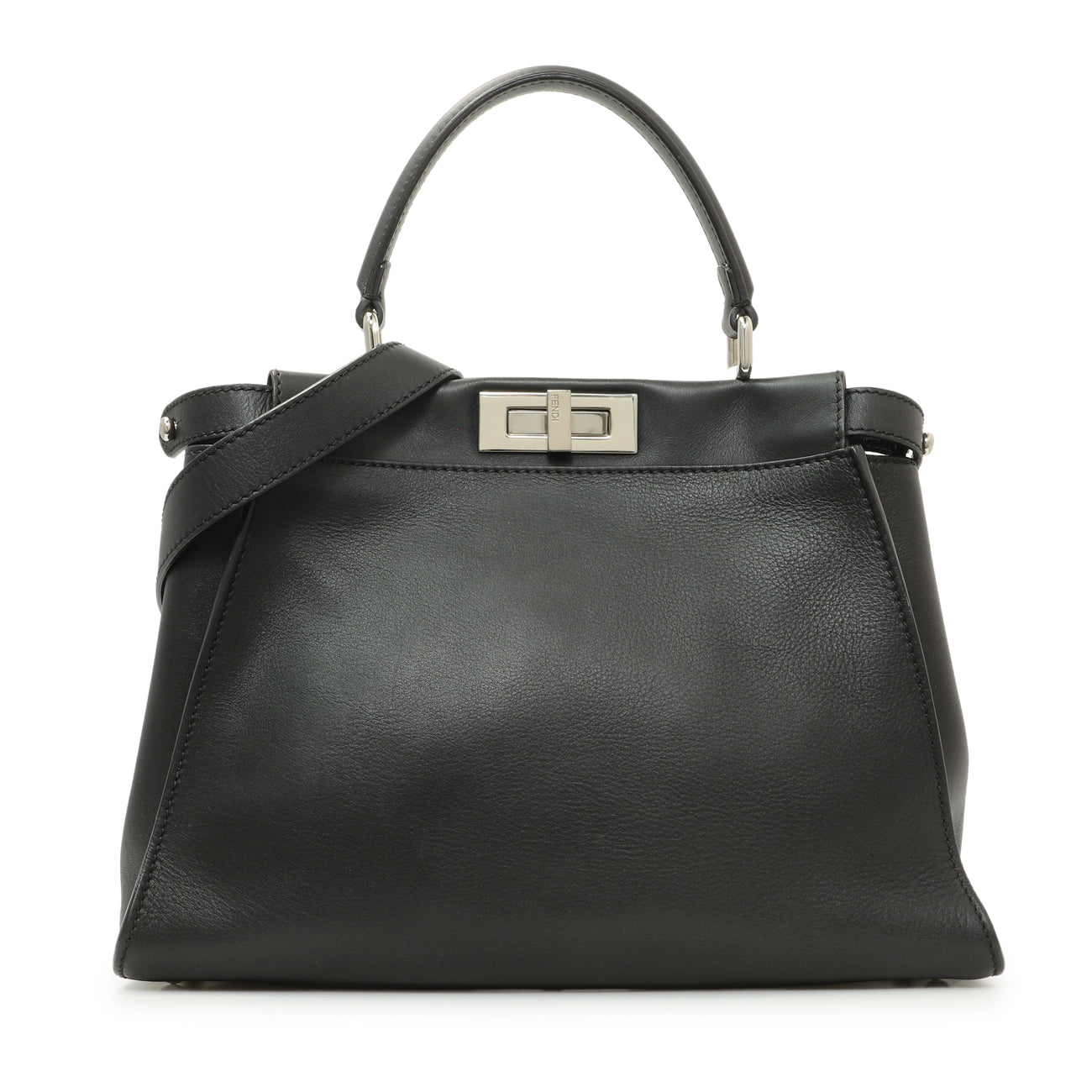 Fendi Black Vitello Seta Snakeskin Crocodile Monster Eyes Medium Peekaboo Iconic Satchel