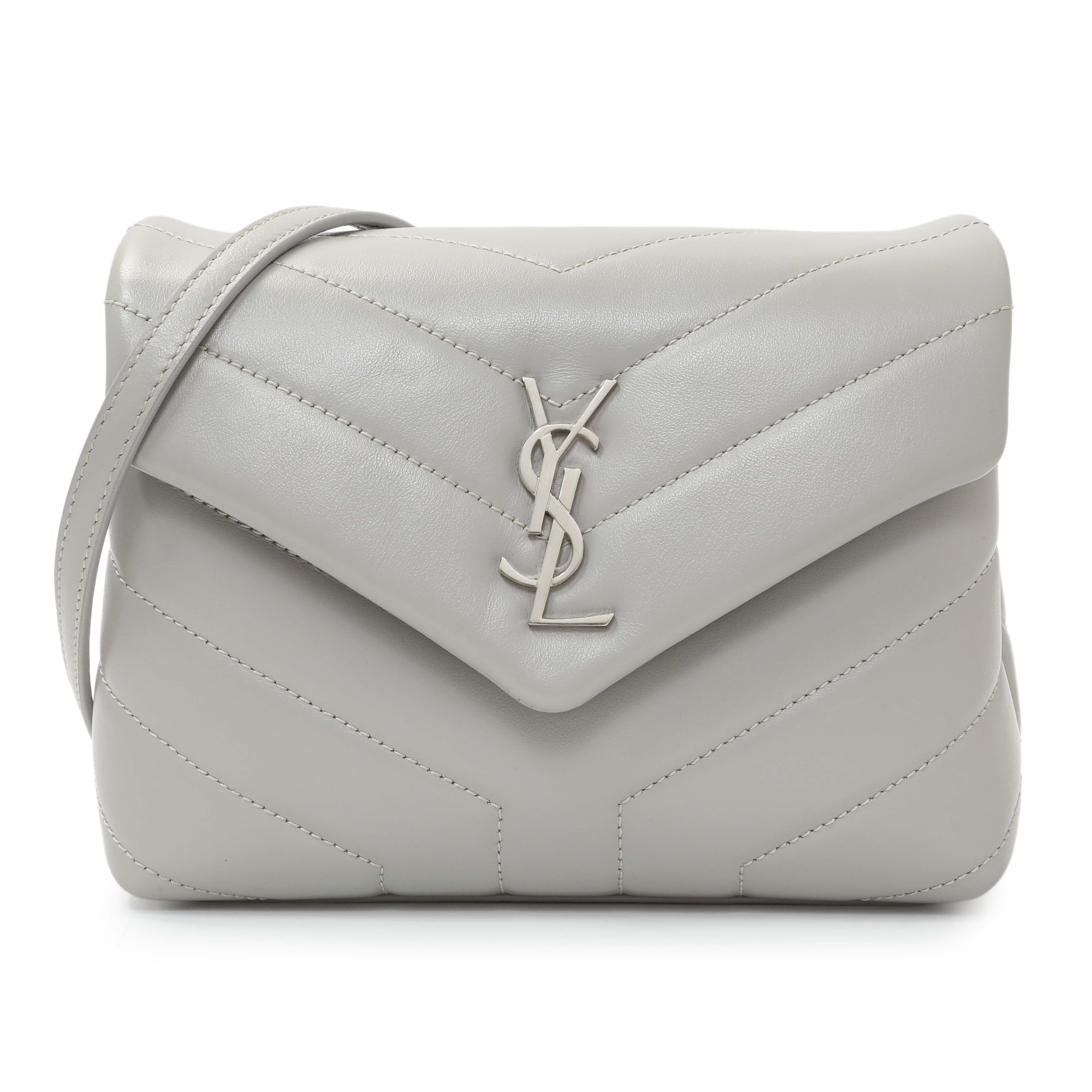 Saint Laurent Grey Calfskin Monogram Toy Loulou Crossbody
