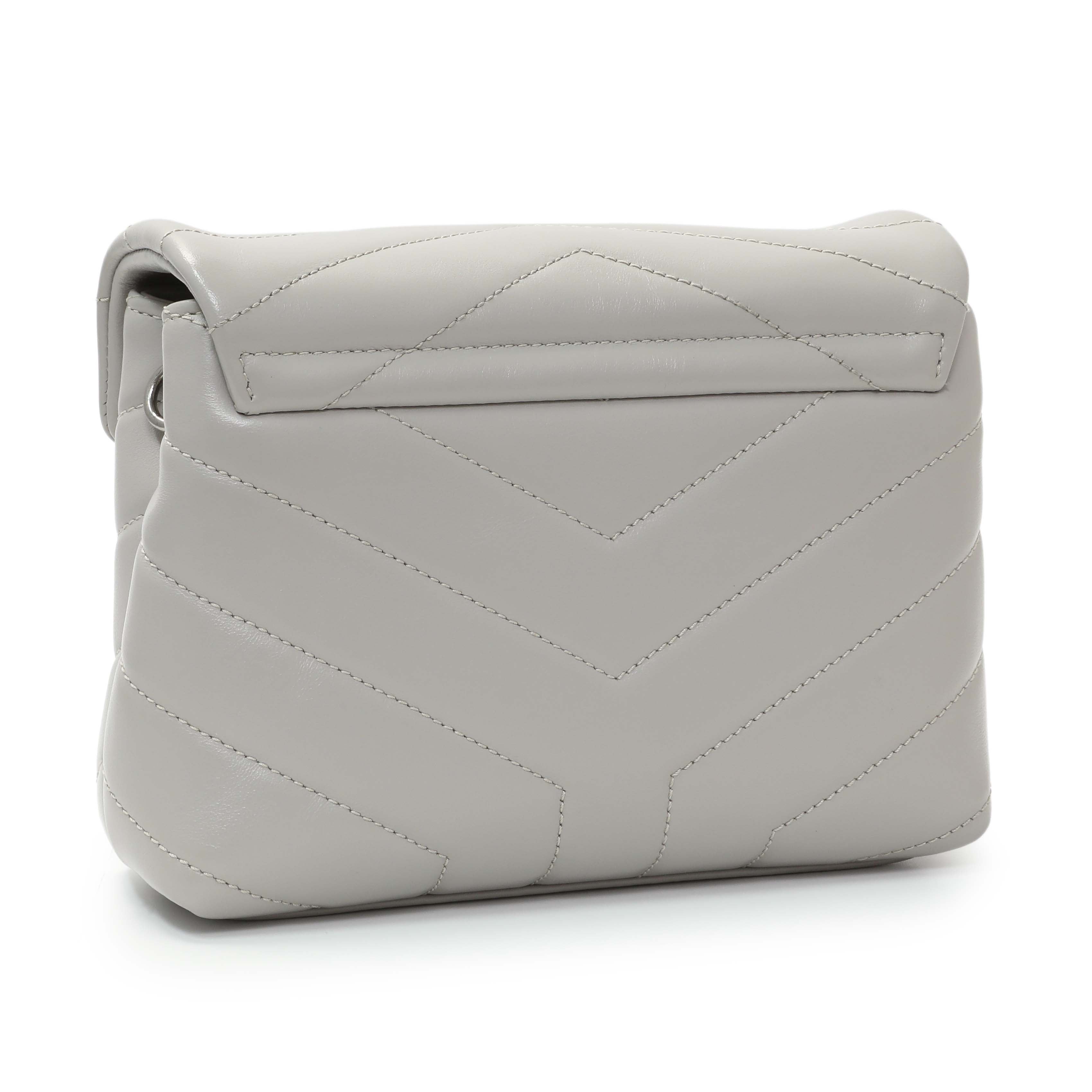 Saint Laurent Grey Calfskin Monogram Toy Loulou Crossbody