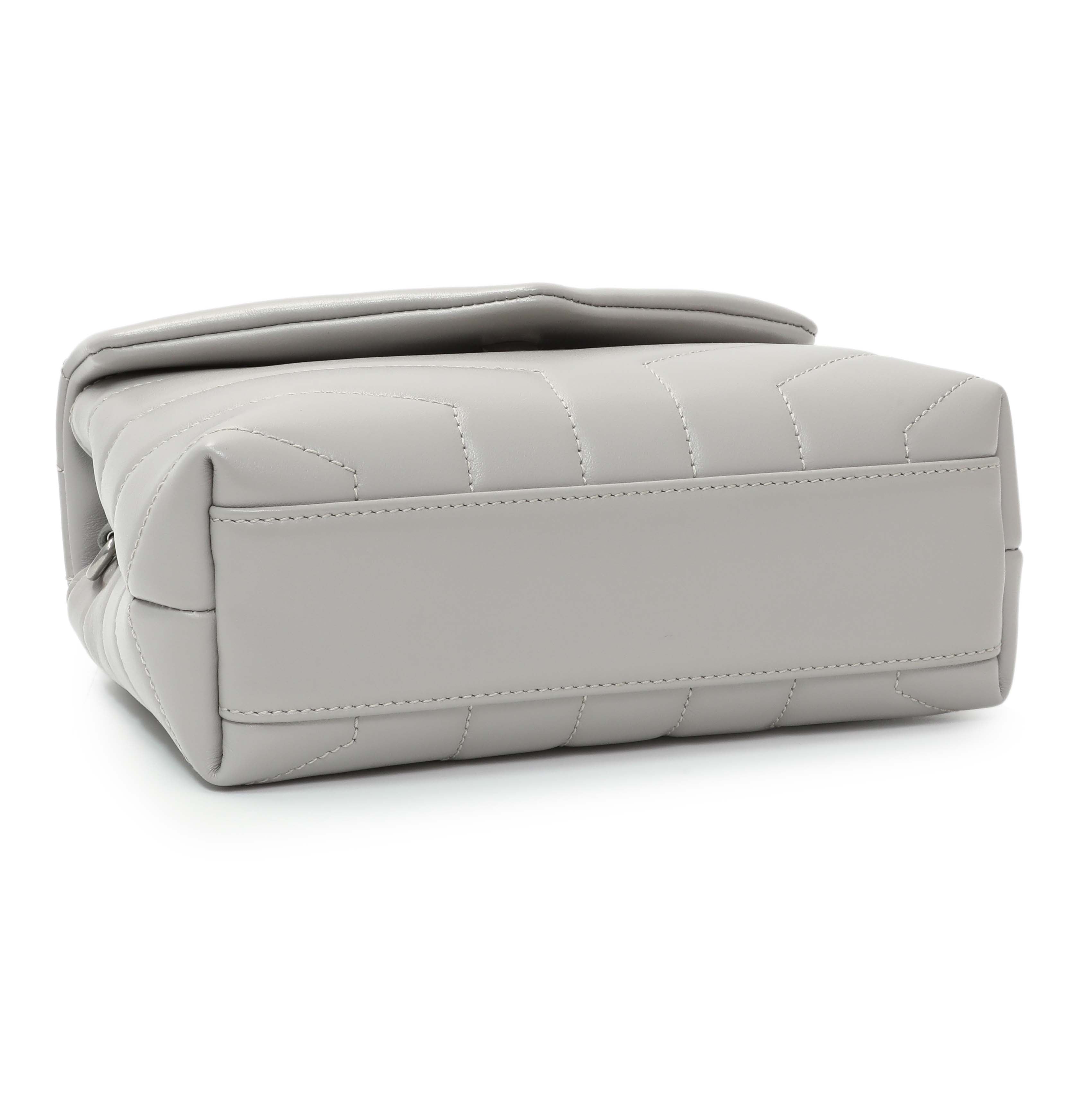 Saint Laurent Grey Calfskin Monogram Toy Loulou Crossbody