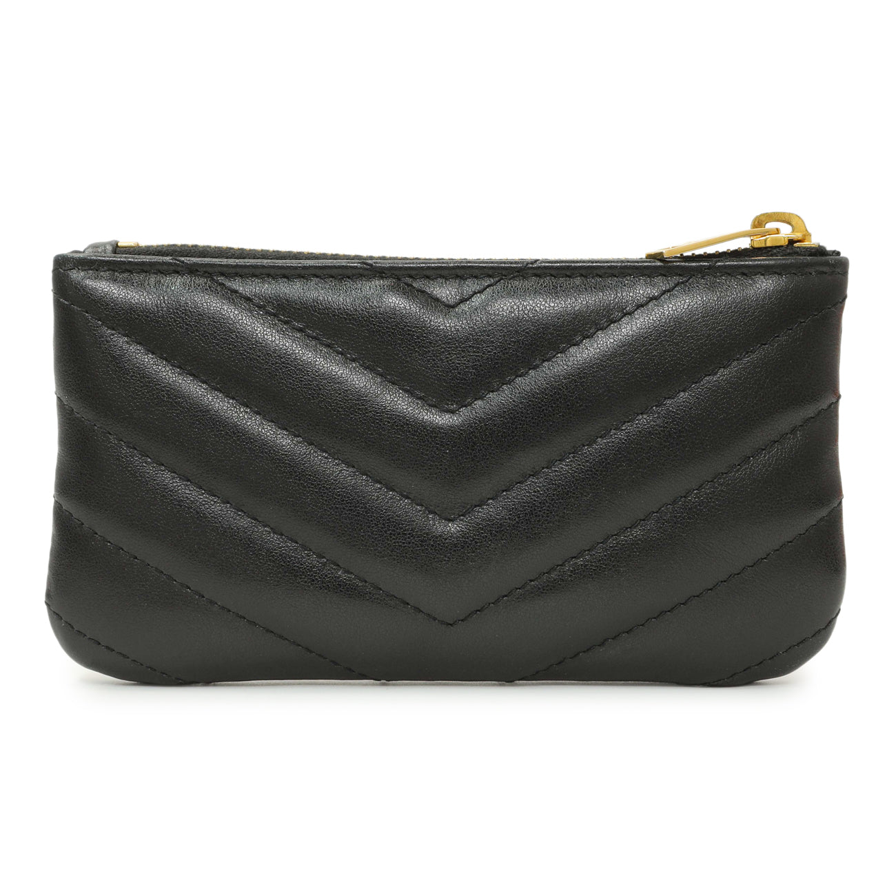 Saint Laurent Black Calfskin Matelasse Monogram Key Pouch