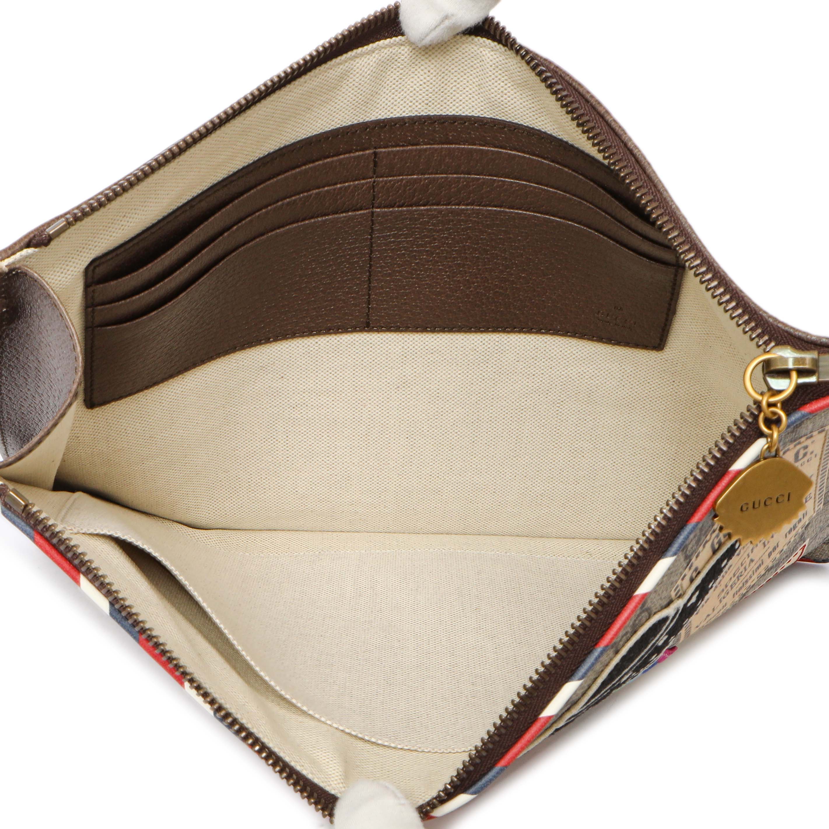 Gucci GG Supreme Monogram Courrier Neo Vintage Zip Wristlet