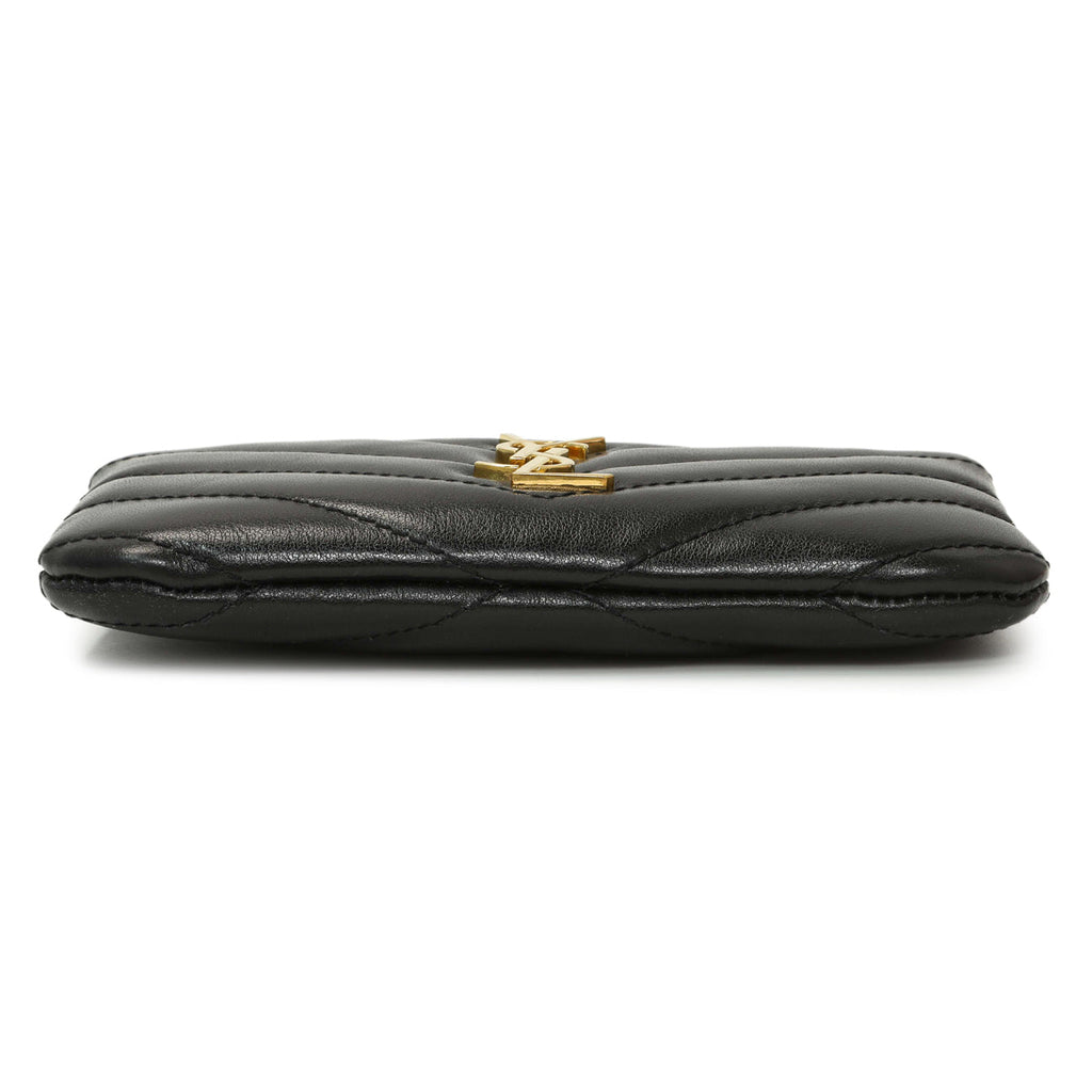 Saint Laurent Black Calfskin Matelasse Monogram Key Pouch