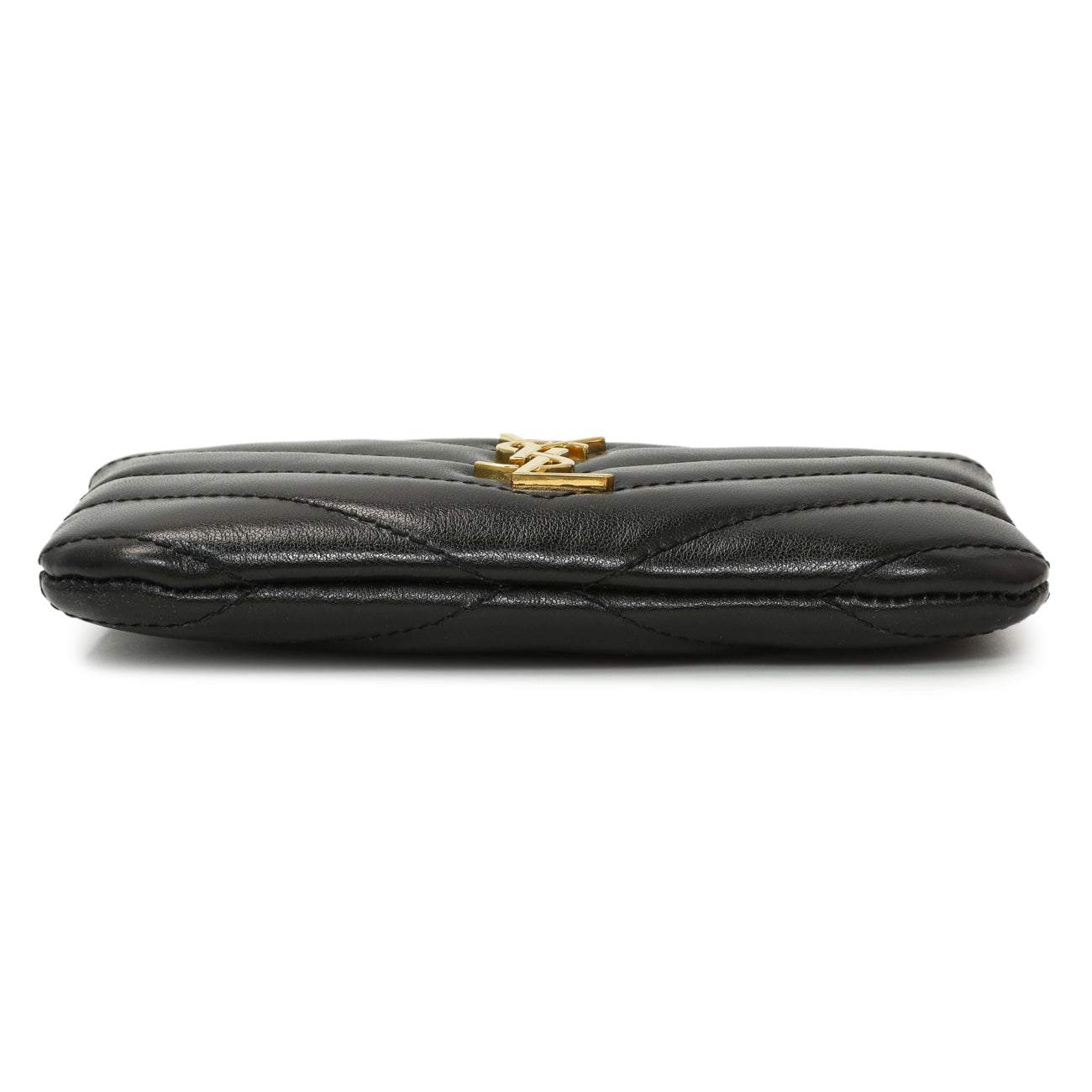 Saint Laurent Black Calfskin Matelasse Monogram Key Pouch