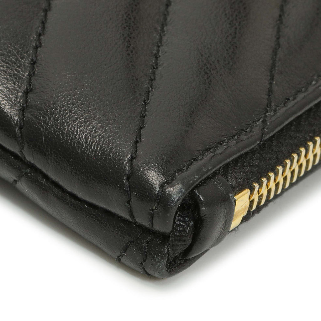 Saint Laurent Black Calfskin Matelasse Monogram Key Pouch