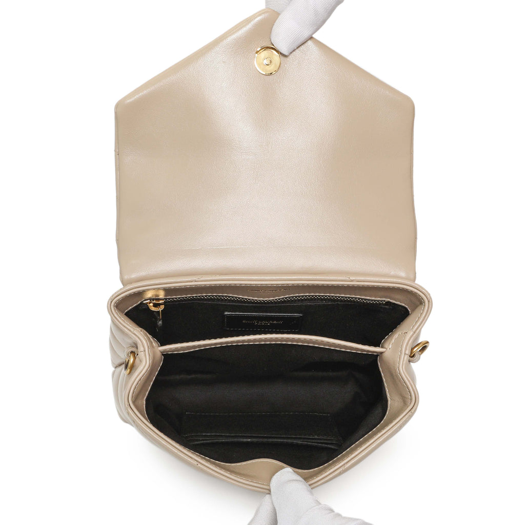 Saint Laurent Beige Calfskin Monogram Toy Loulou Crossbody
