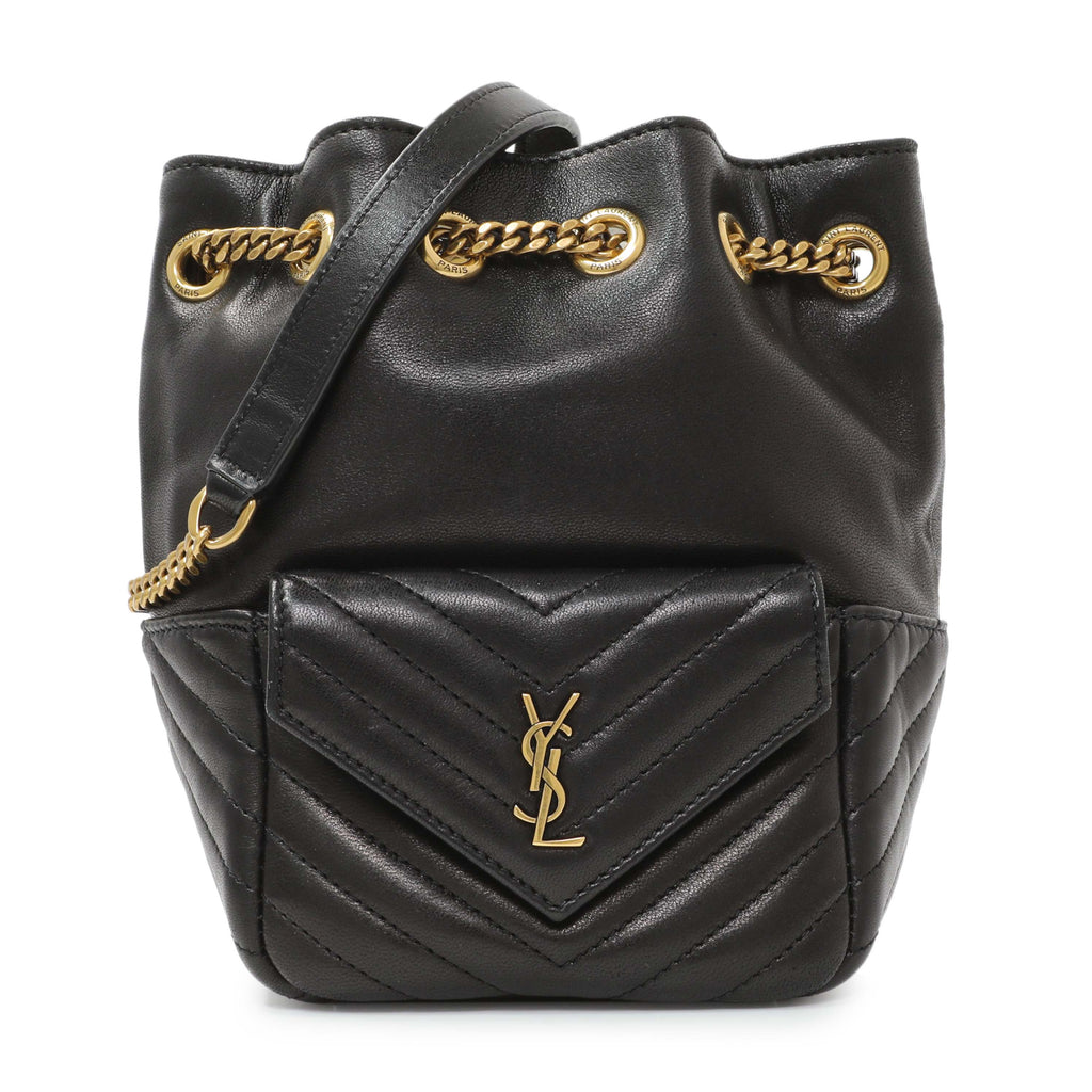 Saint Laurent Black Lambskin Matelasse Monogram Joe Nano Bucket Bag