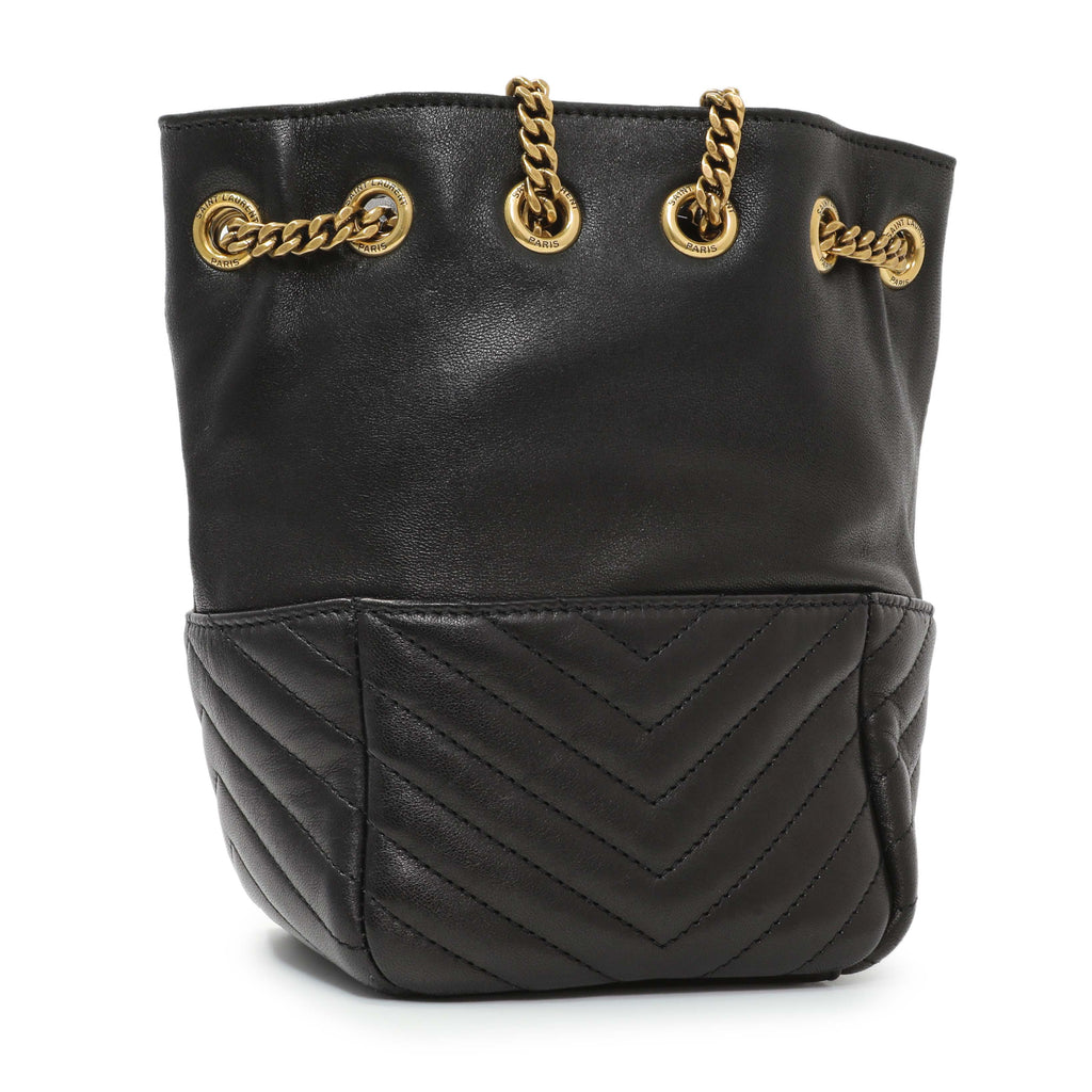 Saint Laurent Black Lambskin Matelasse Monogram Joe Nano Bucket Bag