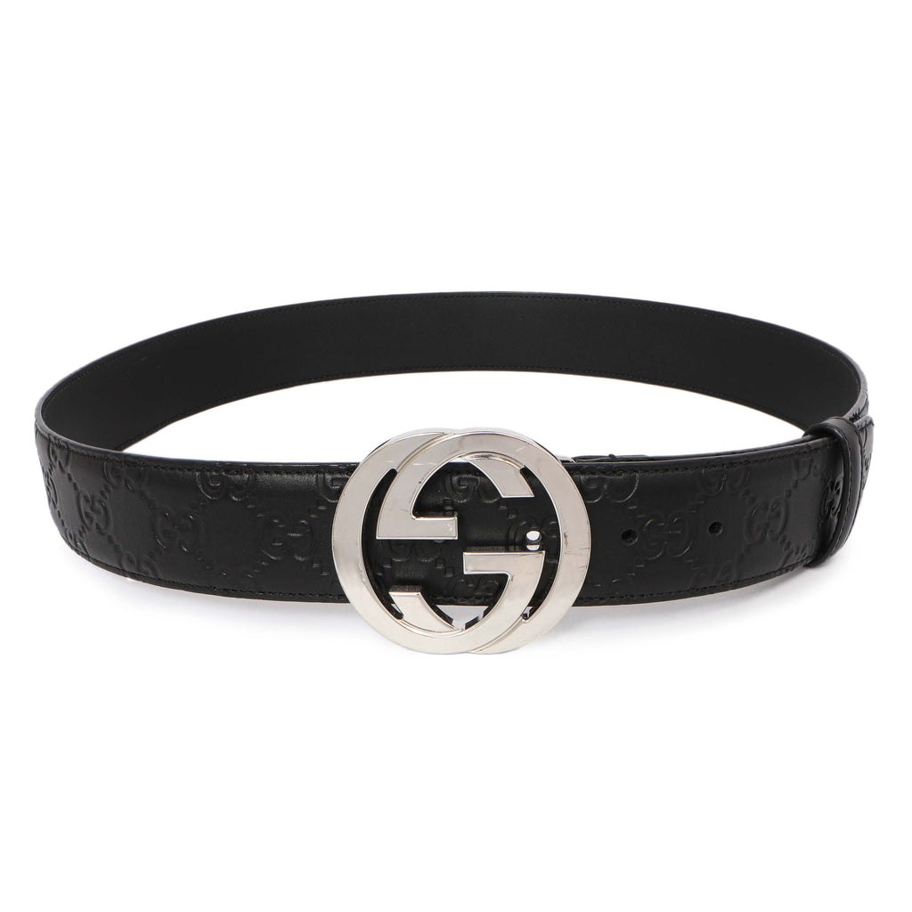 Gucci Black Guccissima Interlocking G 40mm Belt