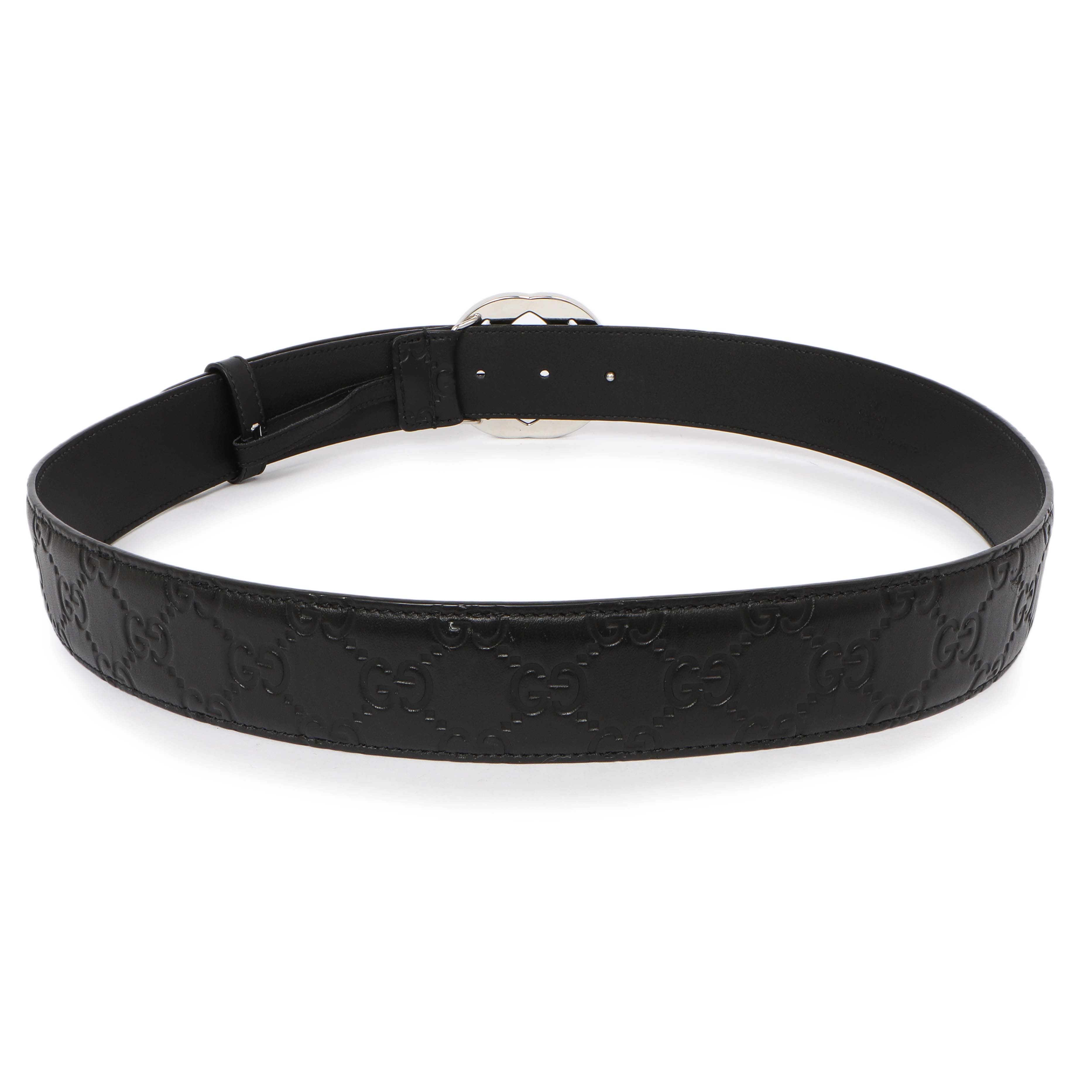 Gucci Black Guccissima Interlocking G 40mm Belt