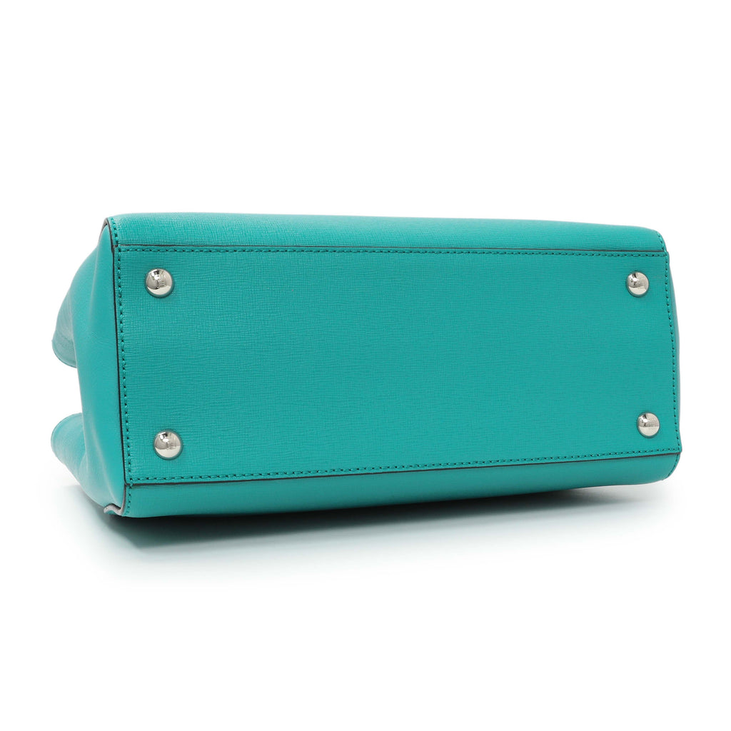 Fendi Teal Vitello Elite Petite 2Jours Tote
