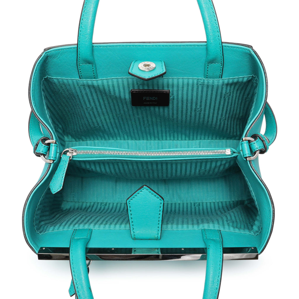 Fendi Teal Vitello Elite Petite 2Jours Tote