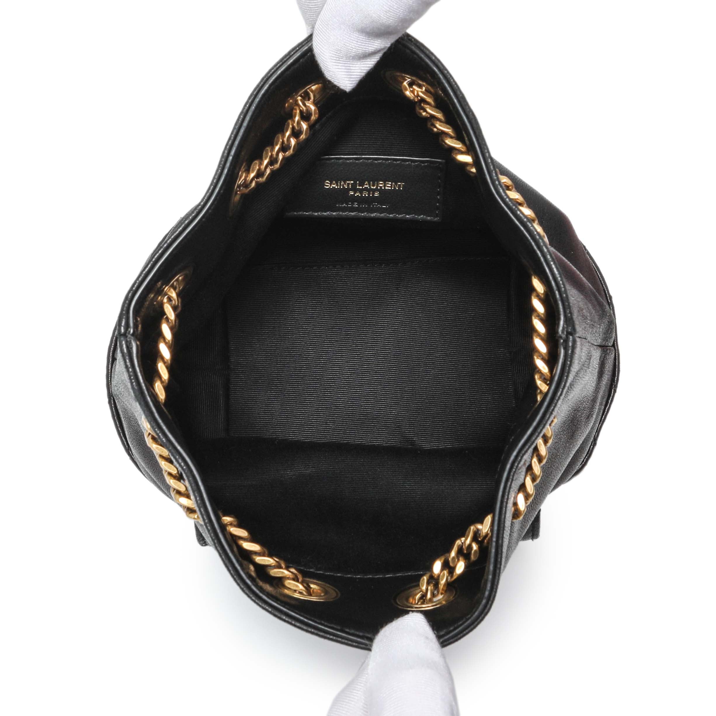 Saint Laurent Black Lambskin Matelasse Monogram Joe Nano Bucket Bag