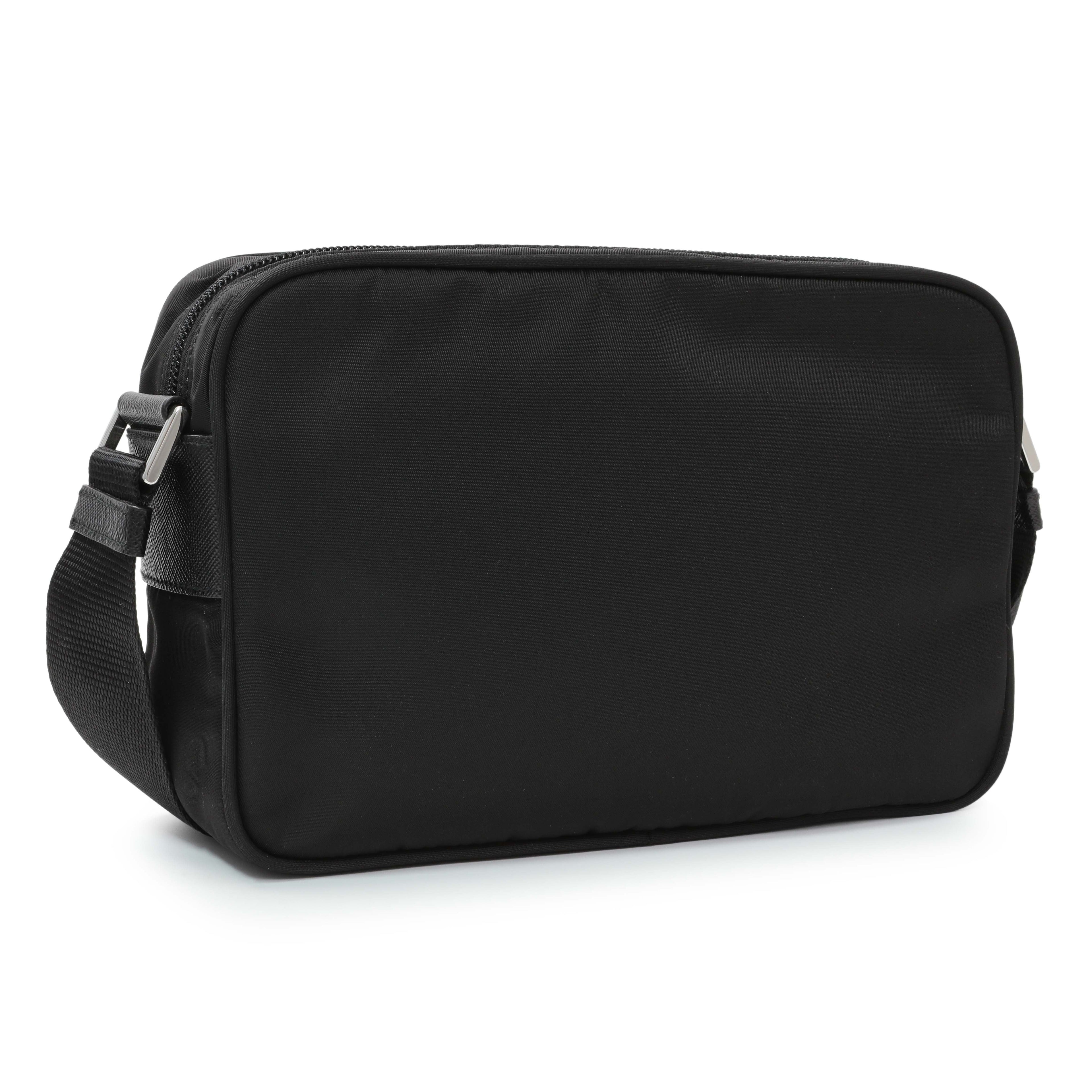 Prada Re-Nylon Vela Saffiano Pocket Double Zip Shoulder Bag Black