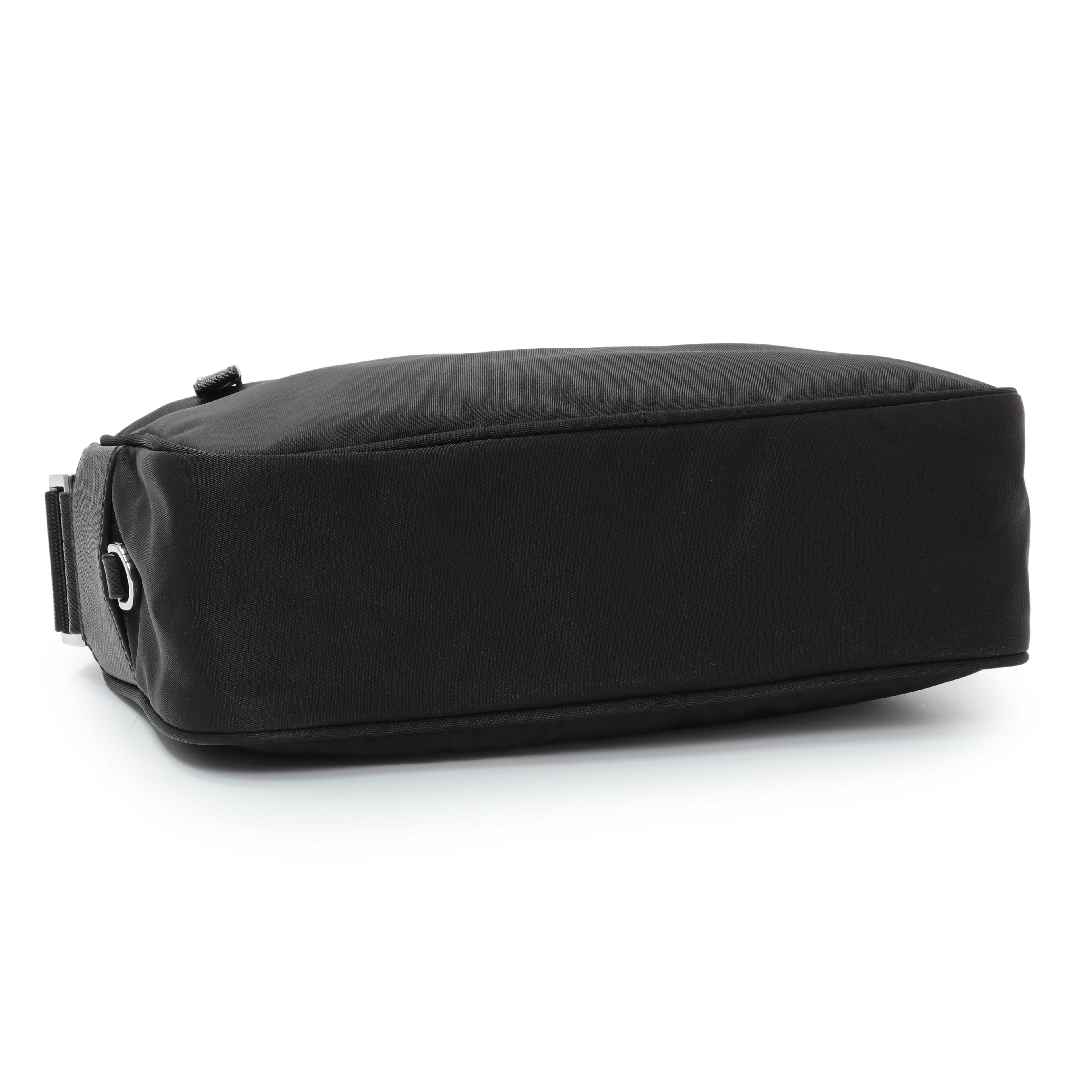 Prada Re-Nylon Vela Saffiano Pocket Double Zip Shoulder Bag Black