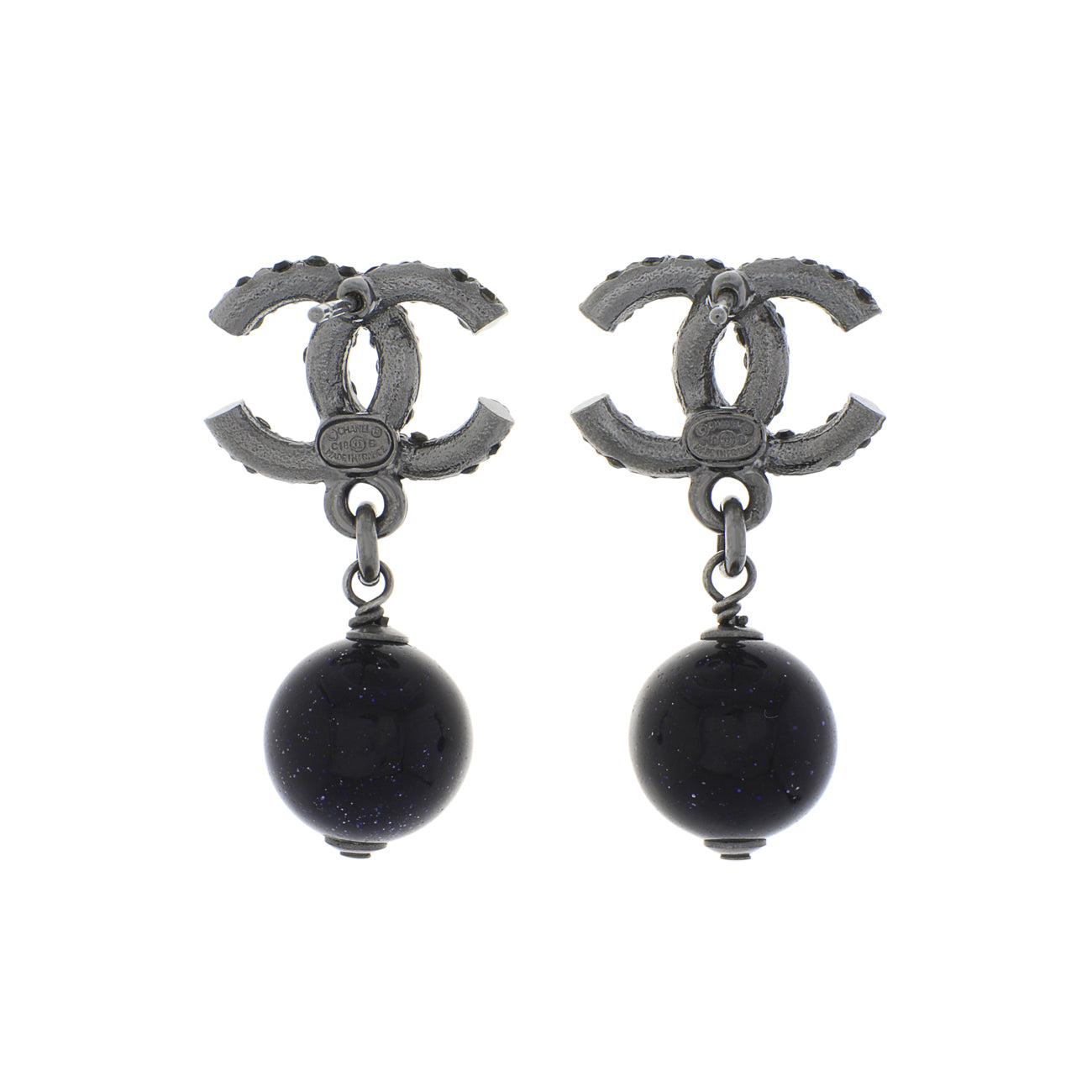 Chanel Crystal CC Bead Drop Earrings
