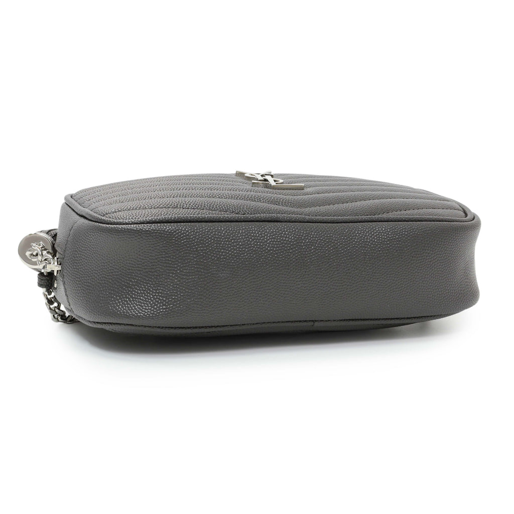 Saint Laurent Grey Grain De Poudre Matelasse Monogram Mini Lou Camera Bag
