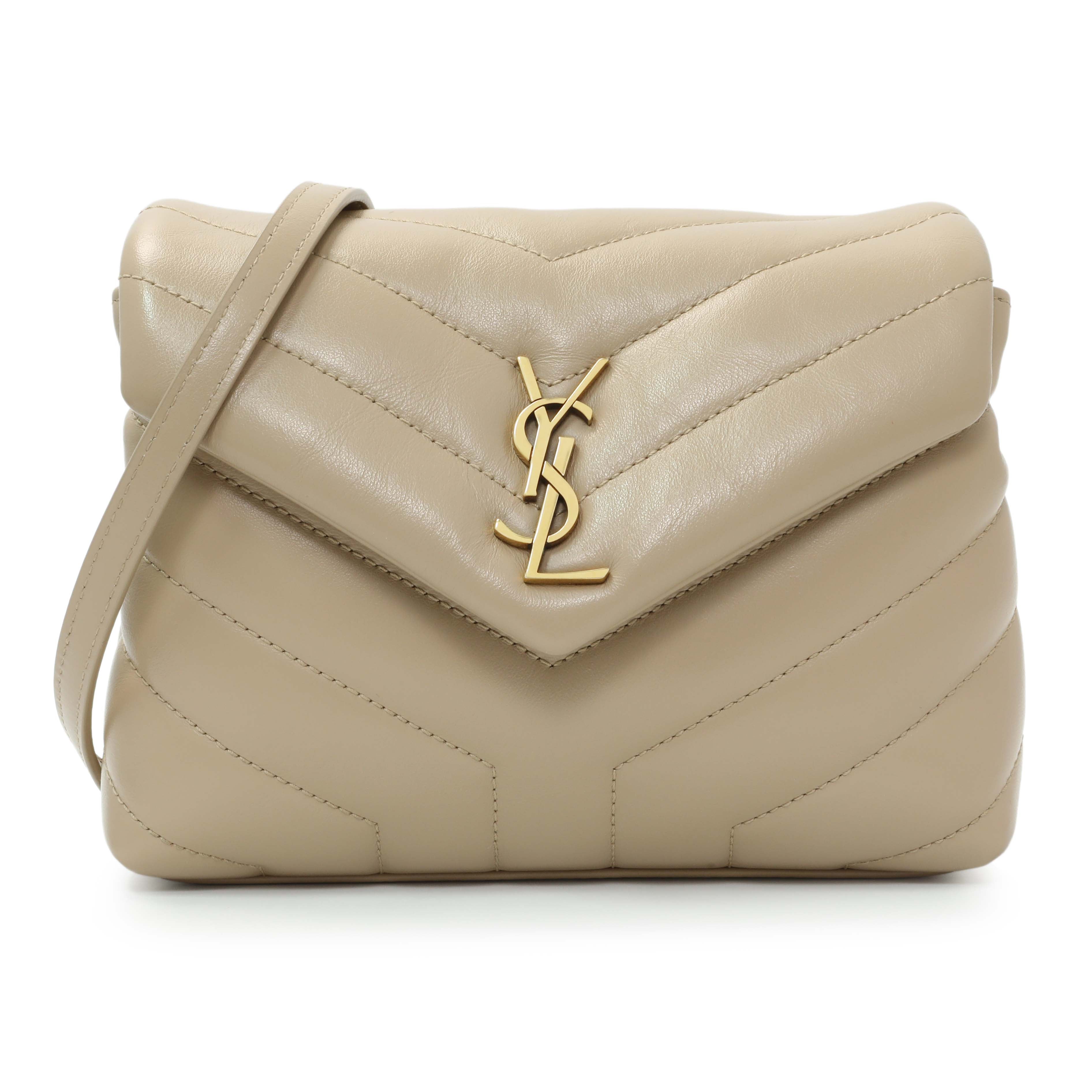 Saint Laurent Beige Calfskin Monogram Toy Loulou Crossbody
