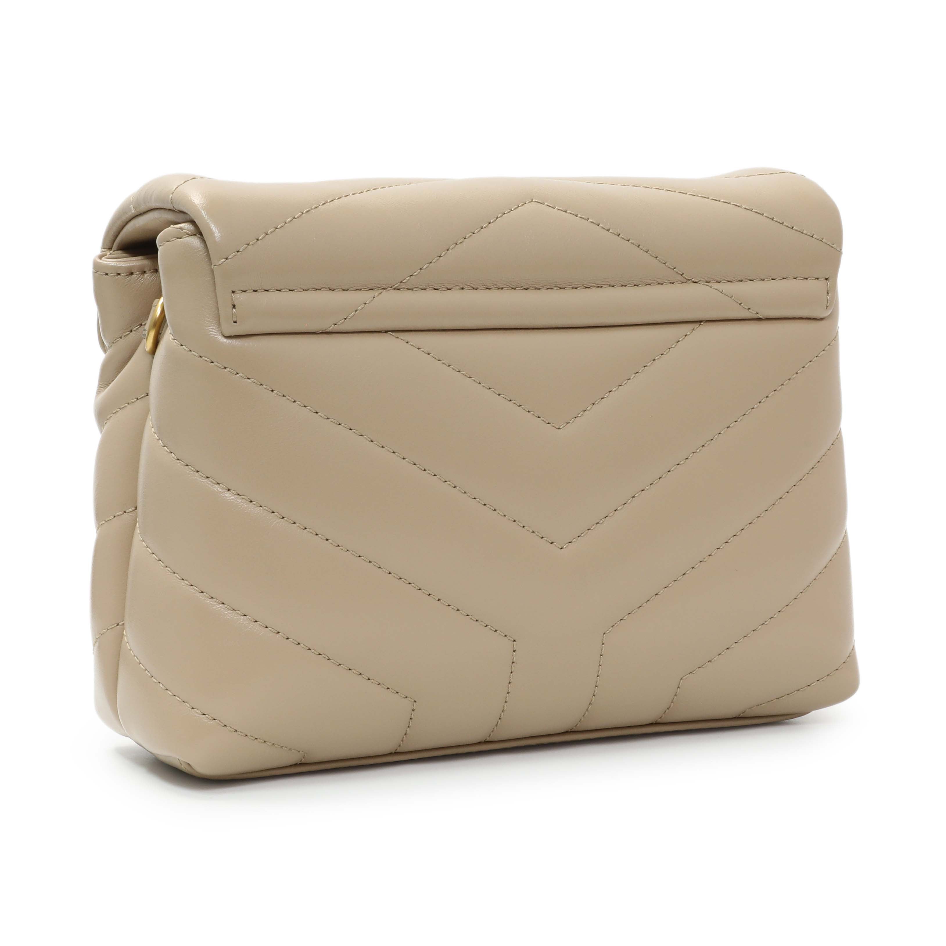 Saint Laurent Beige Calfskin Monogram Toy Loulou Crossbody