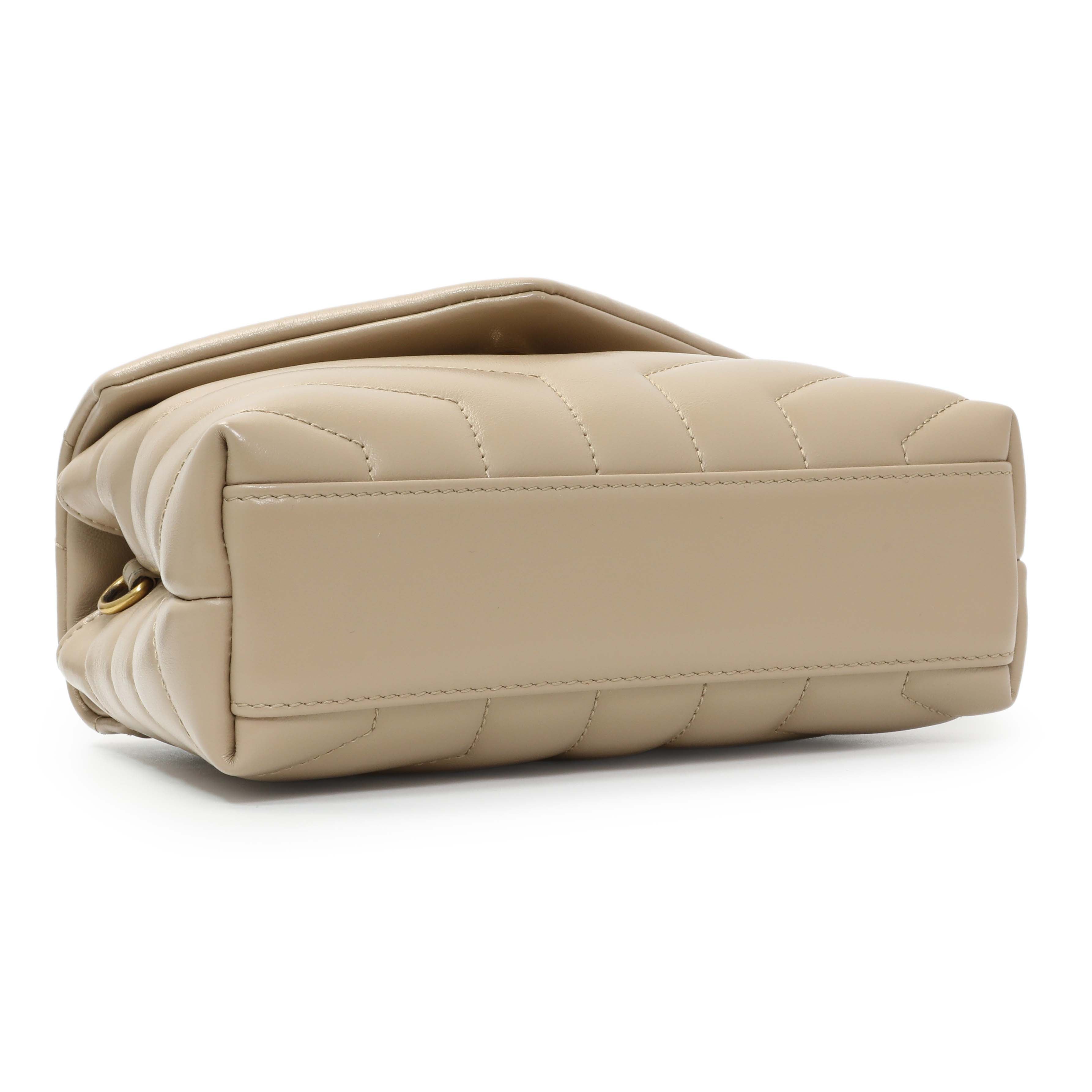 Saint Laurent Beige Calfskin Monogram Toy Loulou Crossbody