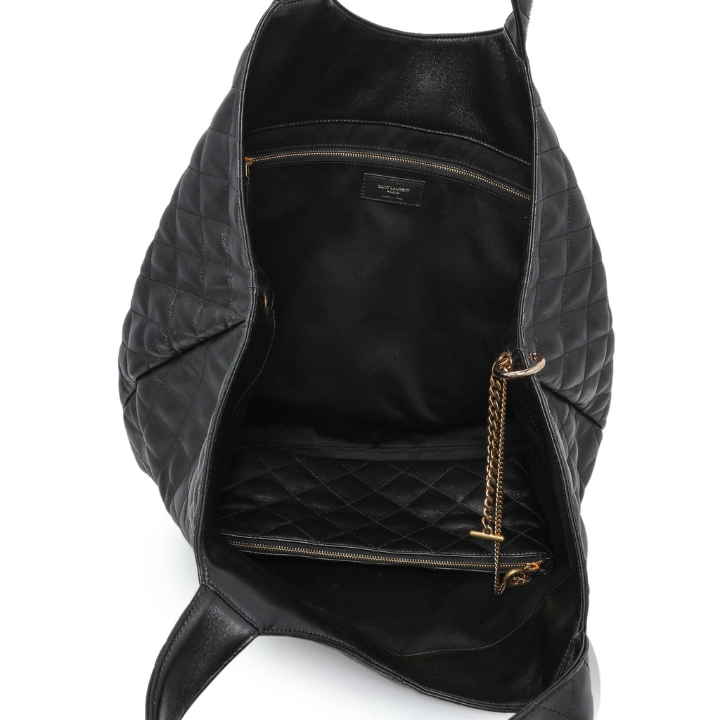 Saint Laurent Black Lambskin Quilted Maxi Icare Shopping Tote